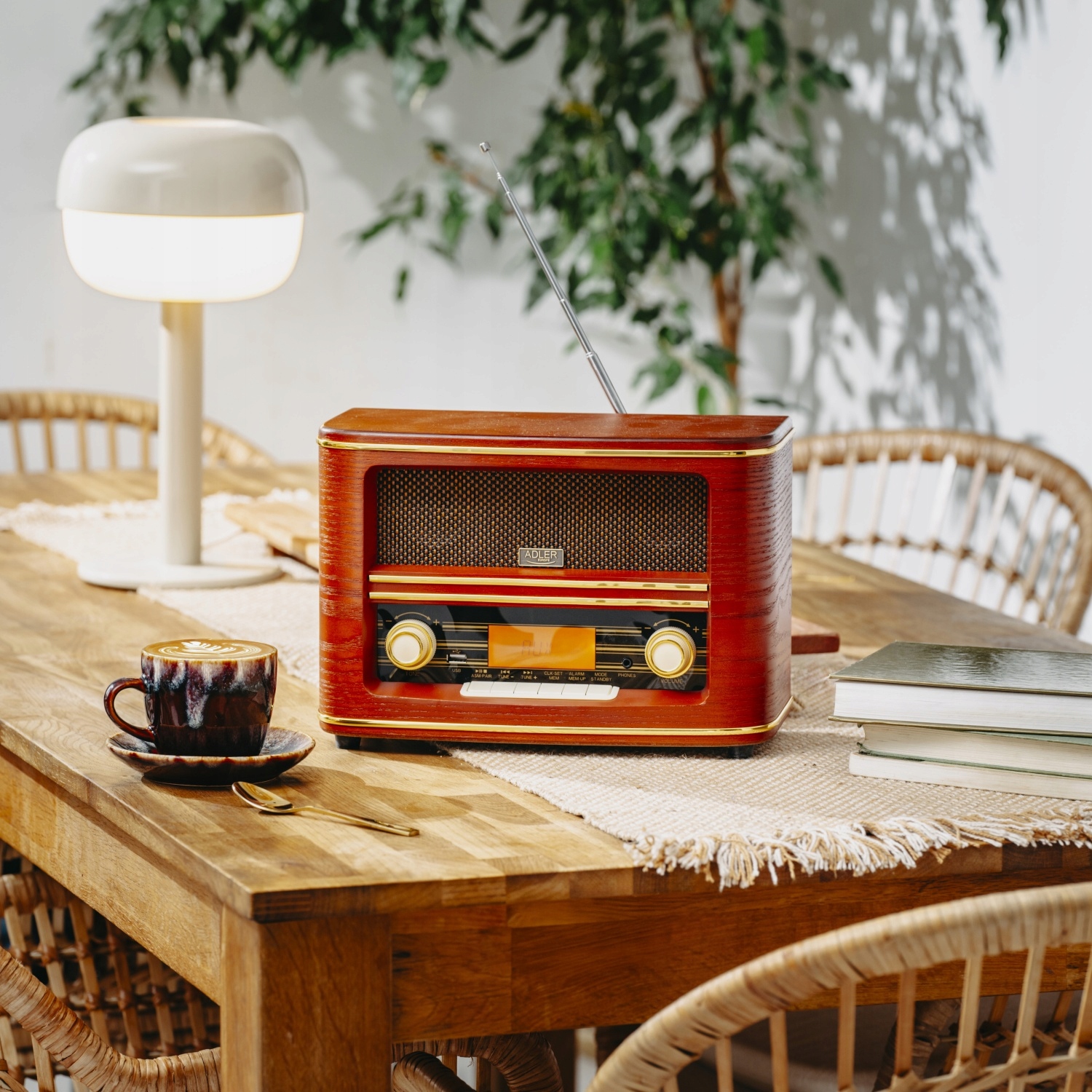 Retro Radio AD 1187 z Bluetooth FM MP3 USB AUX Budzik