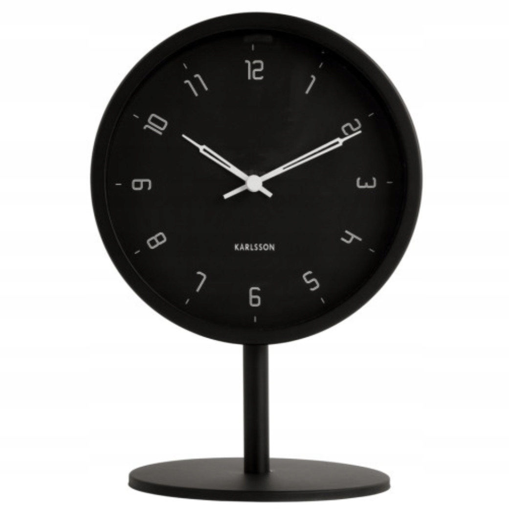 Stolní hodiny černé tiché na baterie, stojící, do obývacího pokoje, ložnice Stark