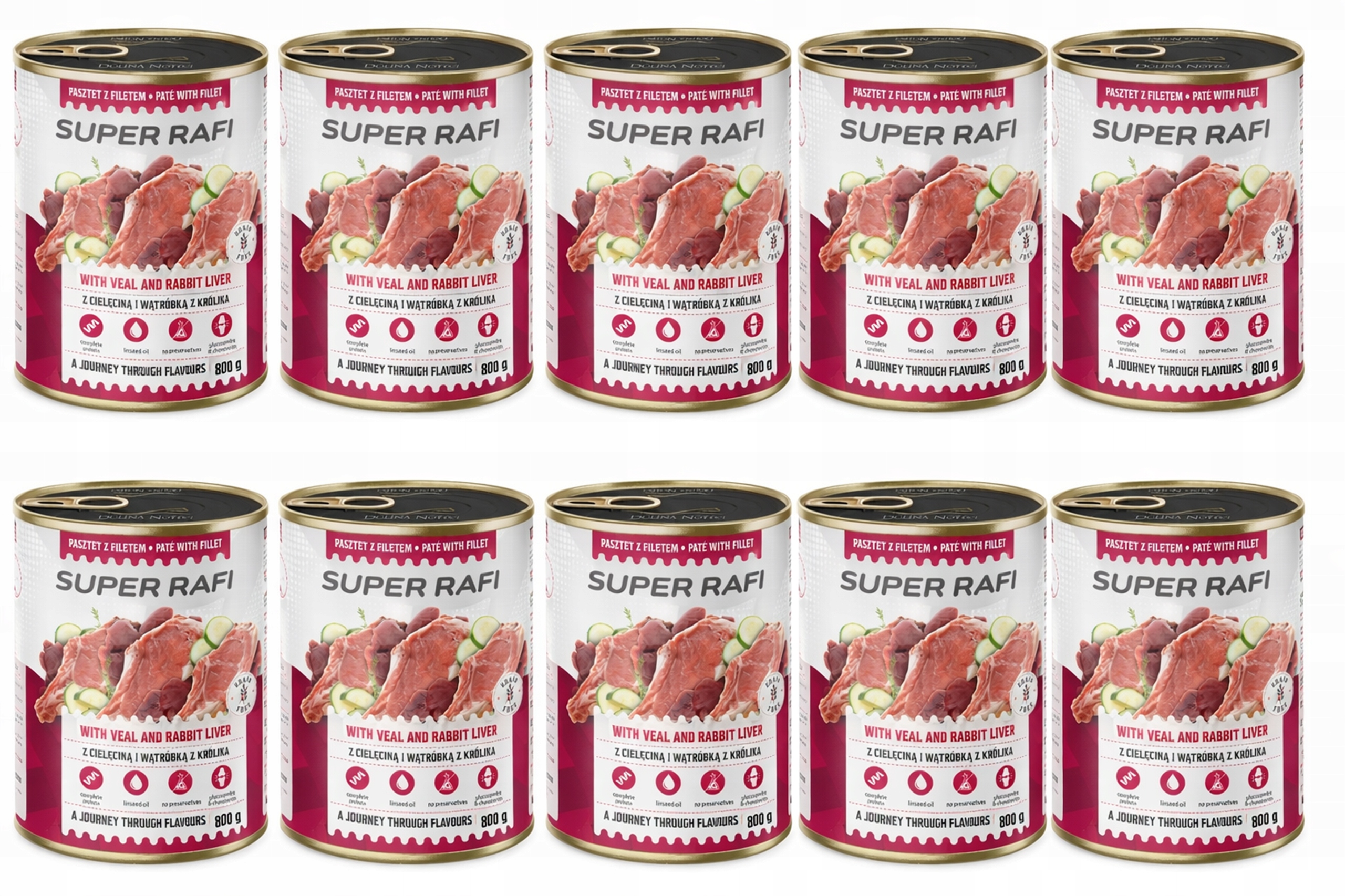 Rafi Mokra karma dla psa z cielęciną i wątróbką z królika 12 x 800 g