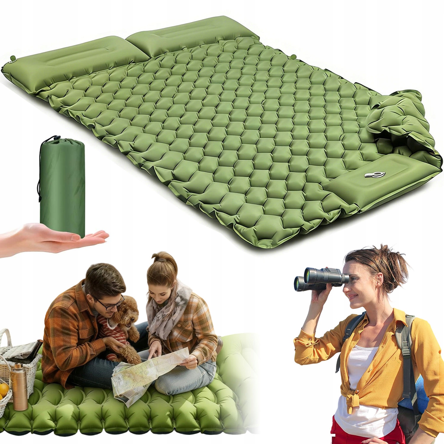 Materac Dmuchany Turystyczny Kempingowy Do Namiotu Zwijany Lekki Dla 2 Osób