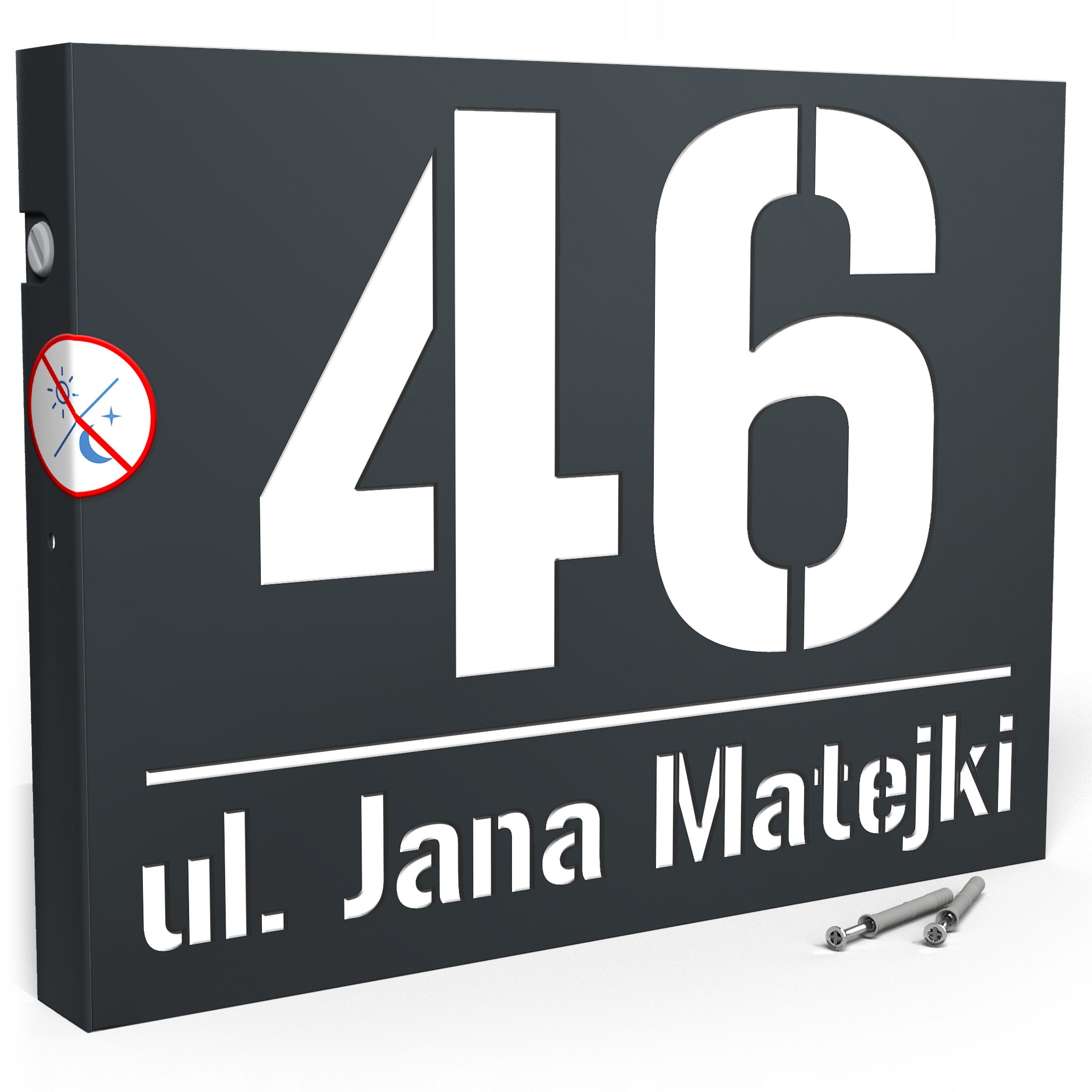 PODŚWIETLANY NUMER NA DOM TABLICZKA ADRESOWA LED 40X30 cm ANTRACYT RAL 7016