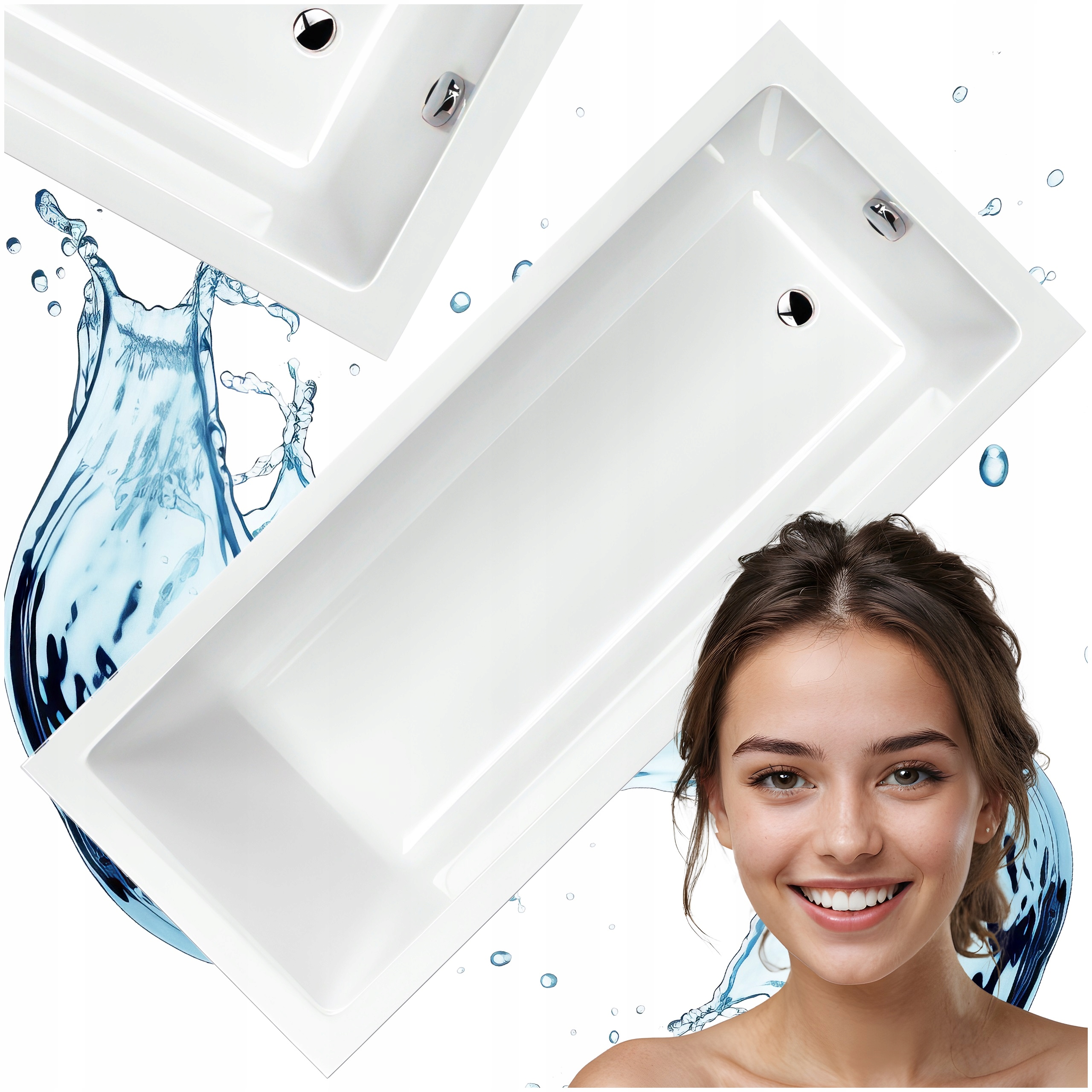 Obdélníková Nástěnná Vana Sifon 170X75