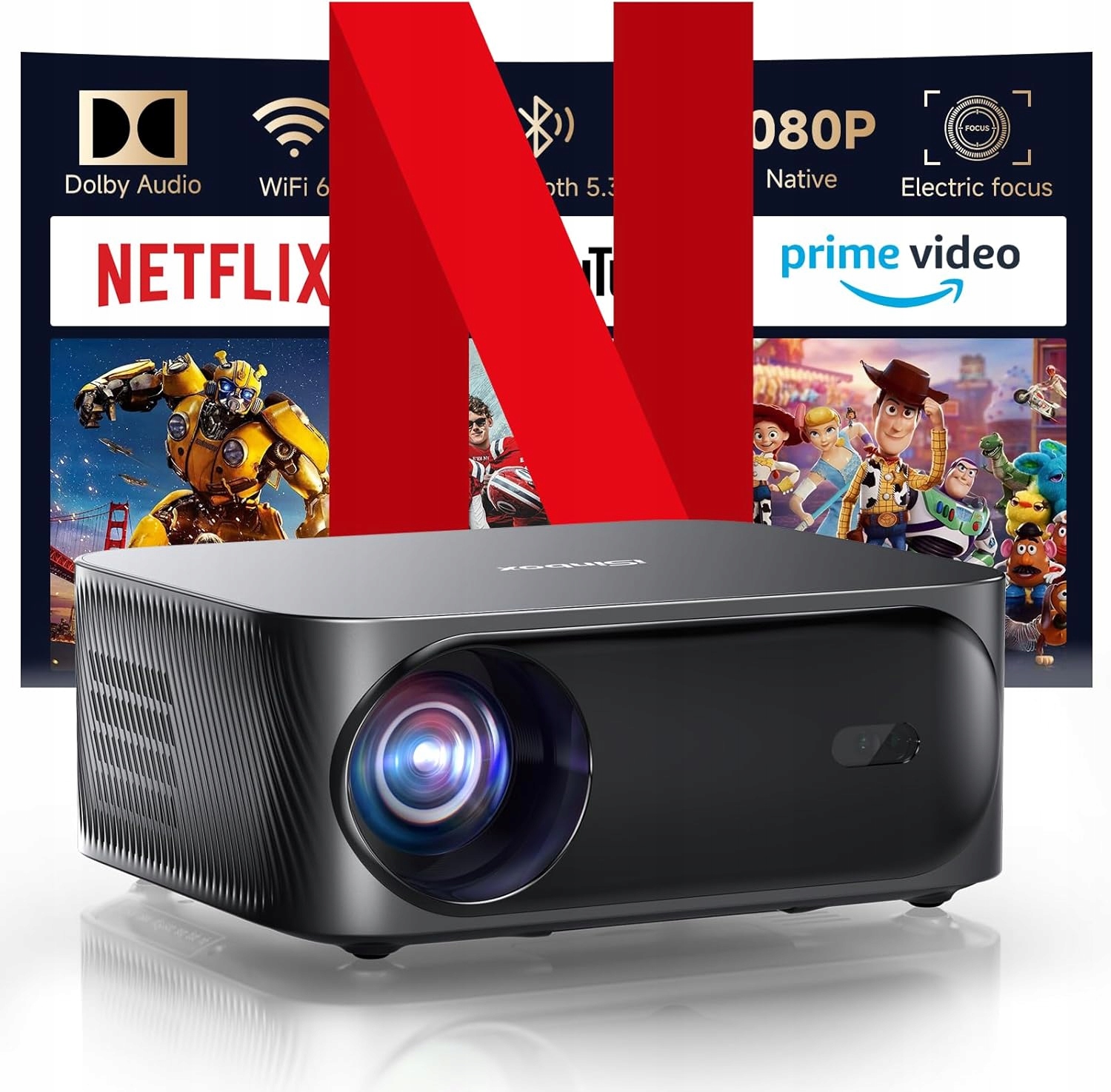 Projektorový projektor Domáce kino 1080P WiFi6 Vstavaný reproduktor iSinbox YG381