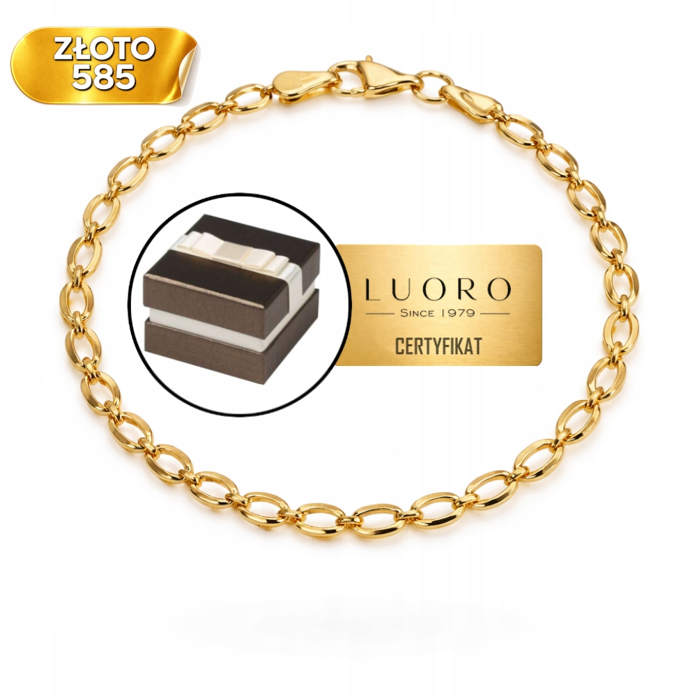 Náramek Zlatý 585 14K Elipsy Žlutý 19 CM Elegantní