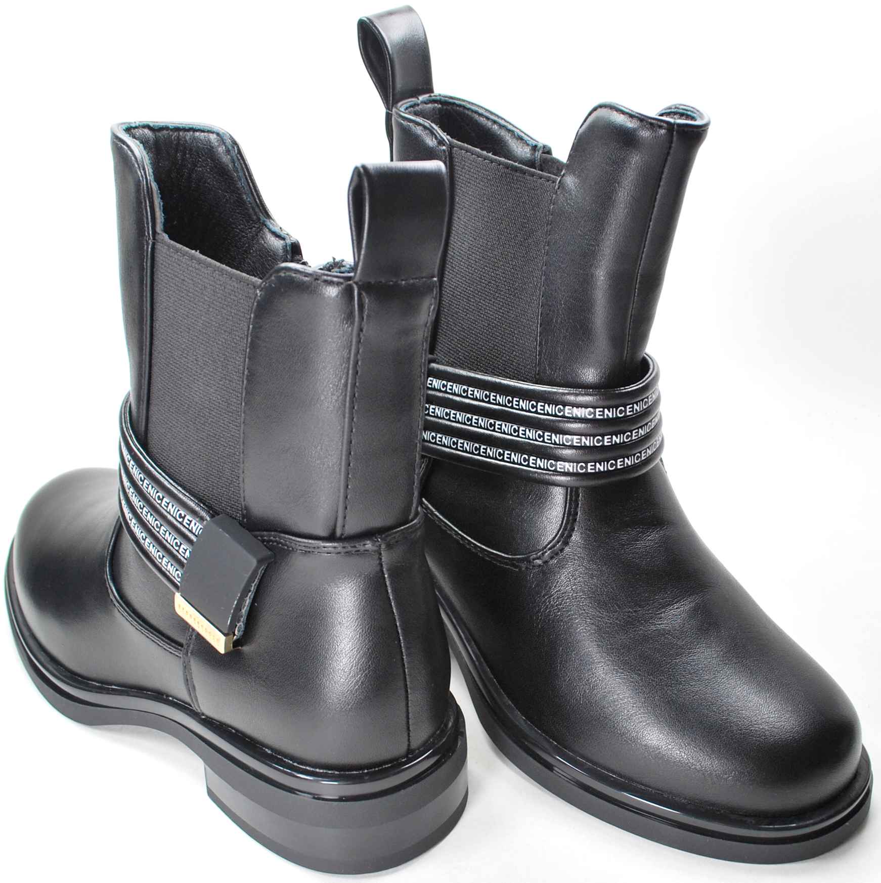 CZARNE dziewczęce ELEGANCKIE WYSOKIE BOTKI dla dziewczynki na suwak r 32 Rozmiar 32