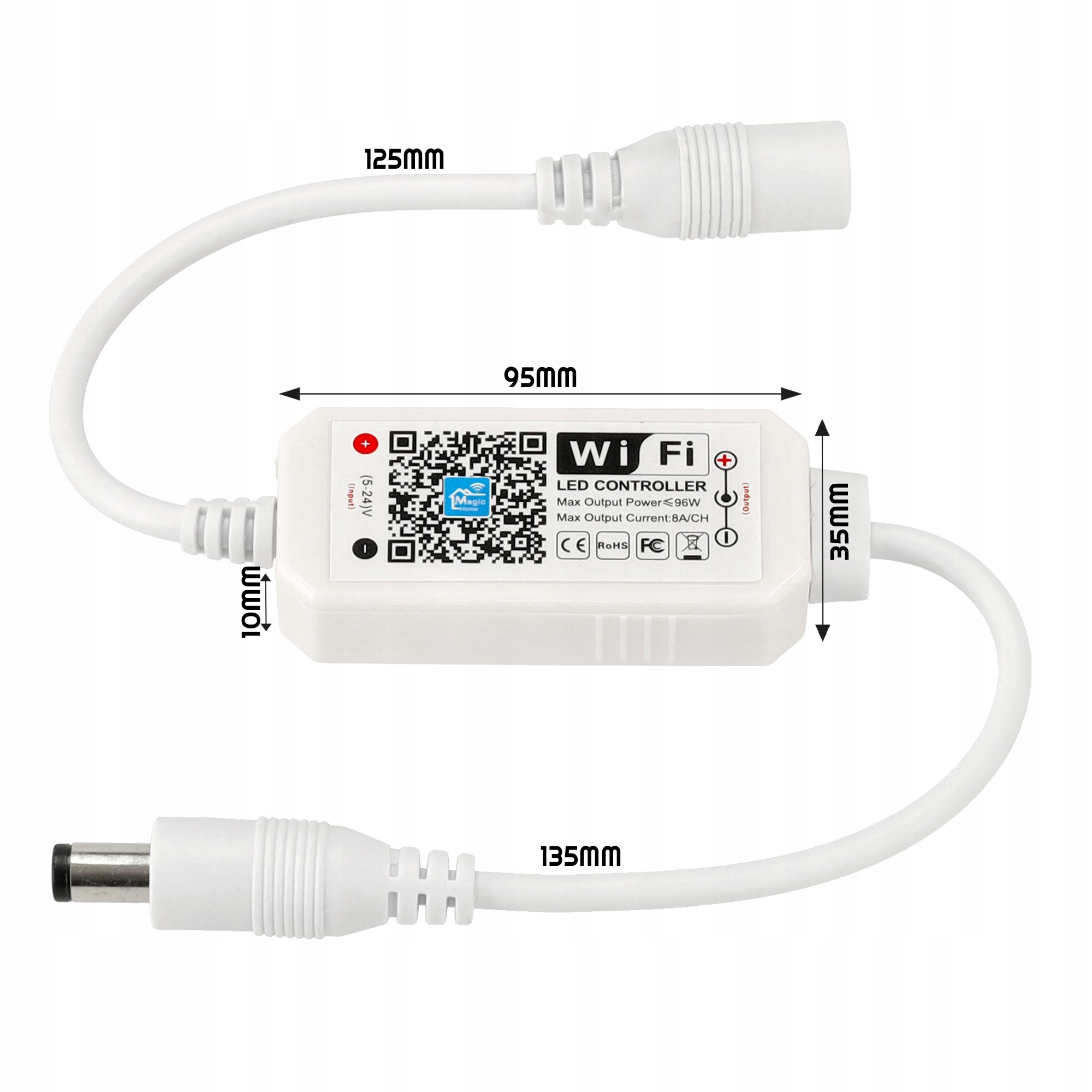 STEROWNIK WIFI TAŚM LED MONO JEDNOKOLOROWEJ KONTROLER ANDROID IOS Marka Milio