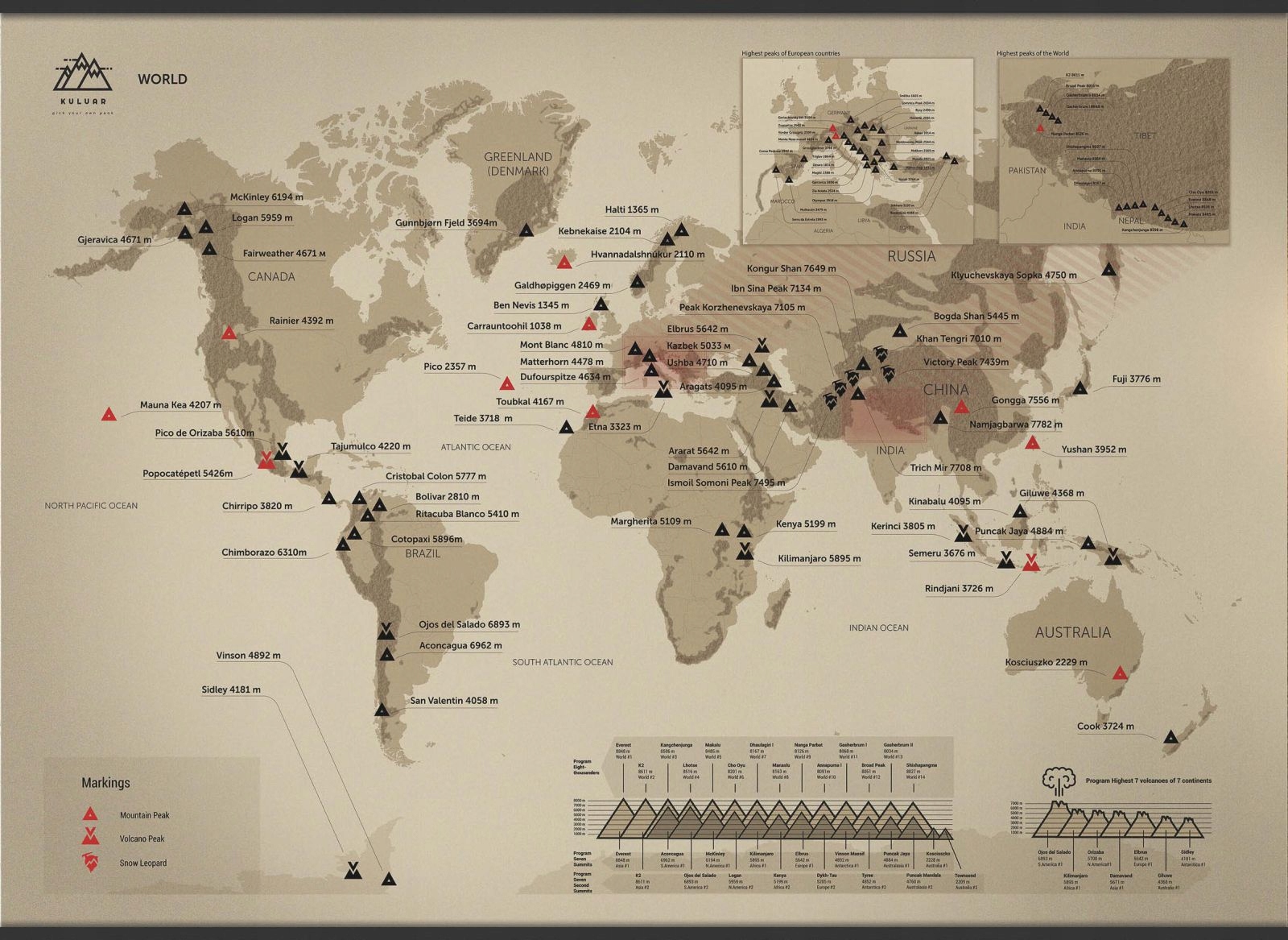MAPA ZDRAPKA SZCZYTÓW ŚWIATA