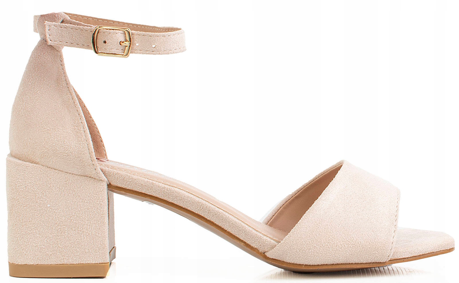 SANDAŁY NA NISKIM SŁUPKU ZAMSZ BEZOWE 39 Płeć kobieta