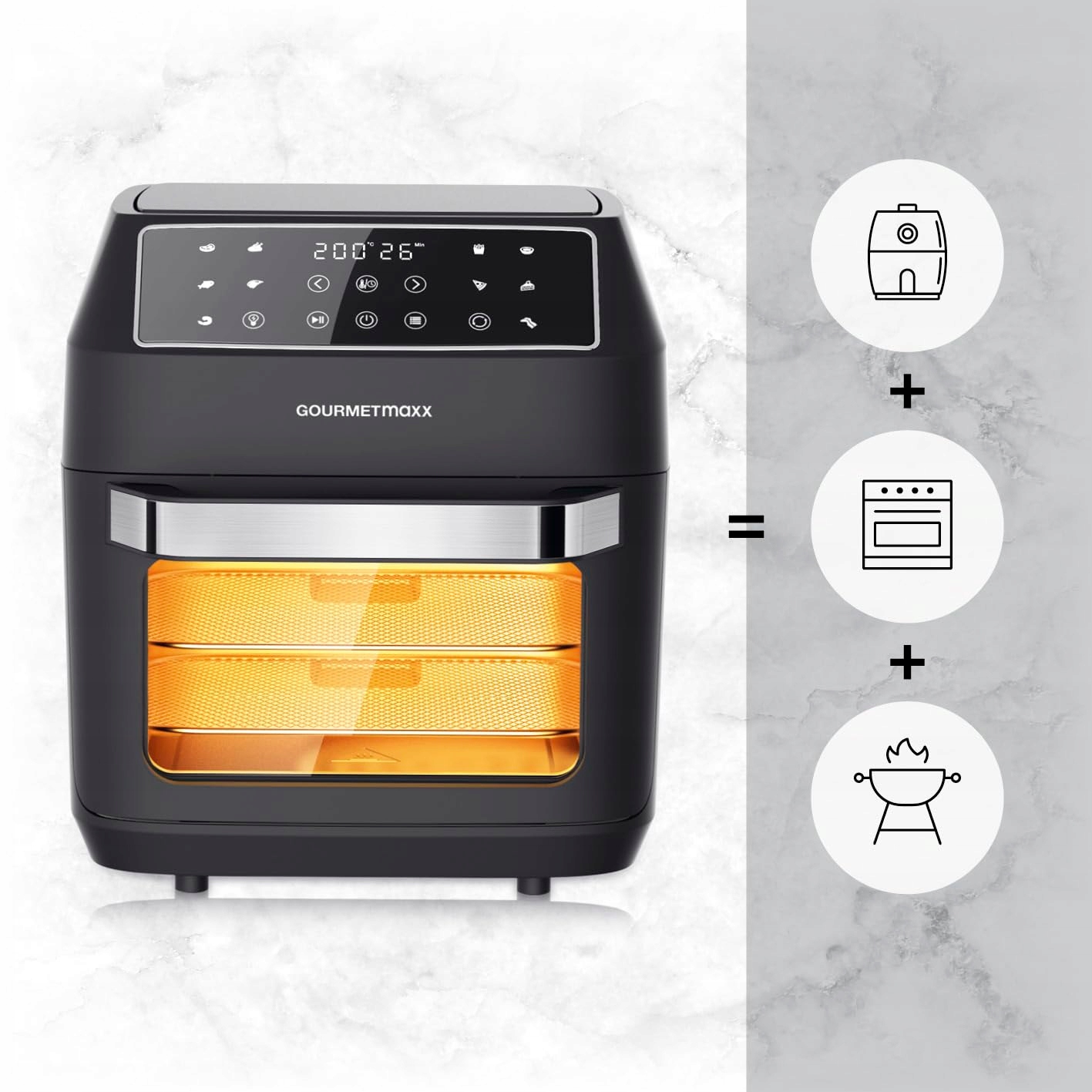 GOURMETMAXX Frytkownica Beztłuszczowa 12L 1700W 9 Funkcji Minipiekarnik — miniatura 15