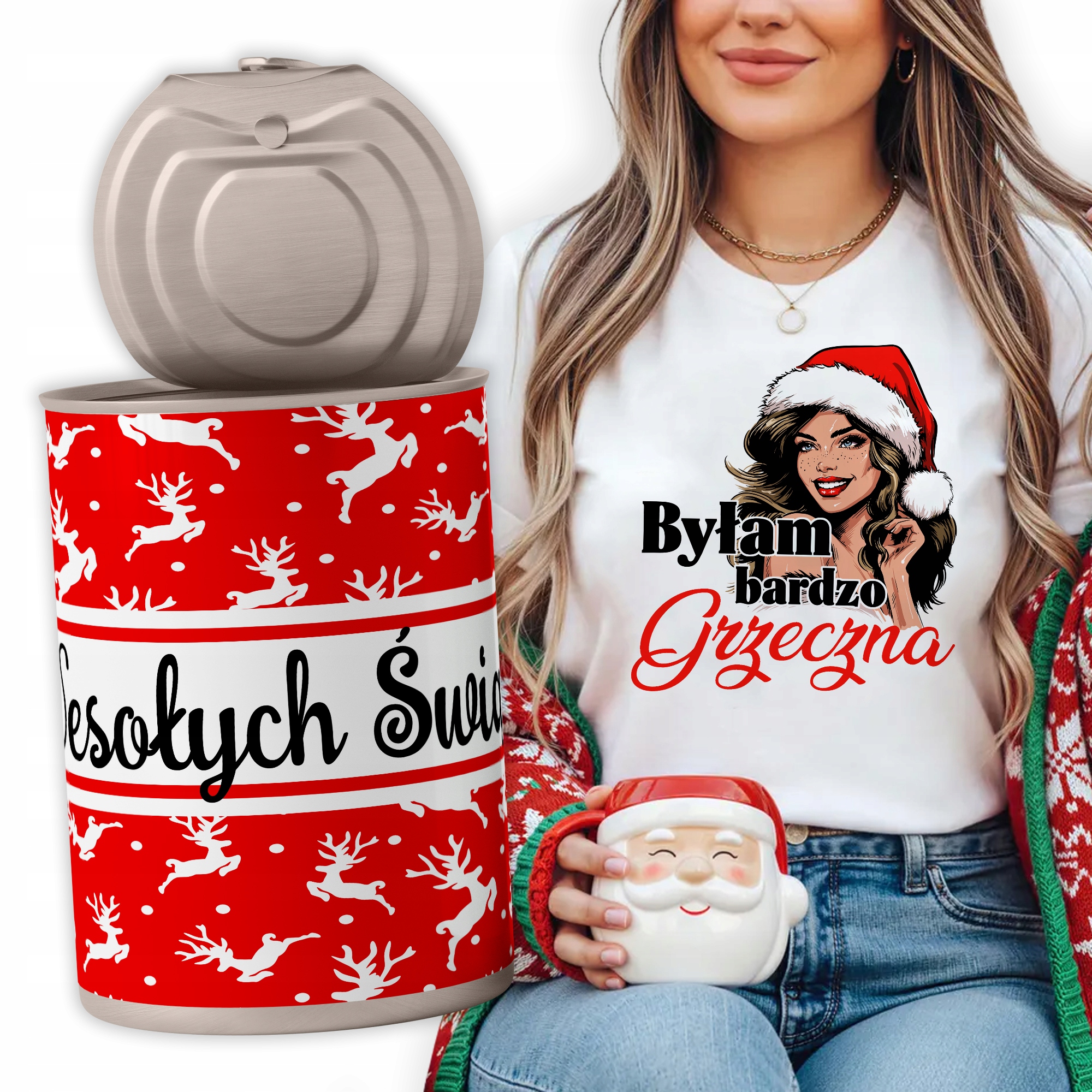 Tričko V plechovce Veselé Vánoce Dámské Na Vánoce Byla jsem velmi hodná M