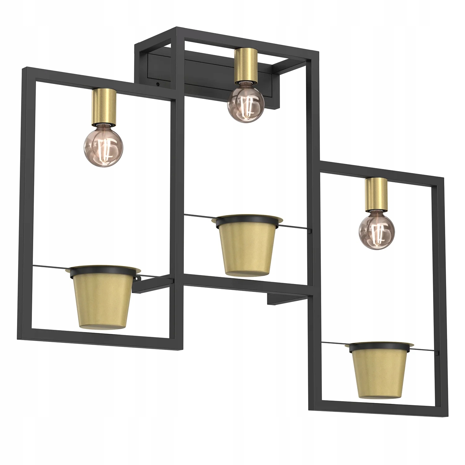 Trojnástenná nástenná lampa čierna zlatá s kvetinovým záhonom do obývačky 98 cm Luminex