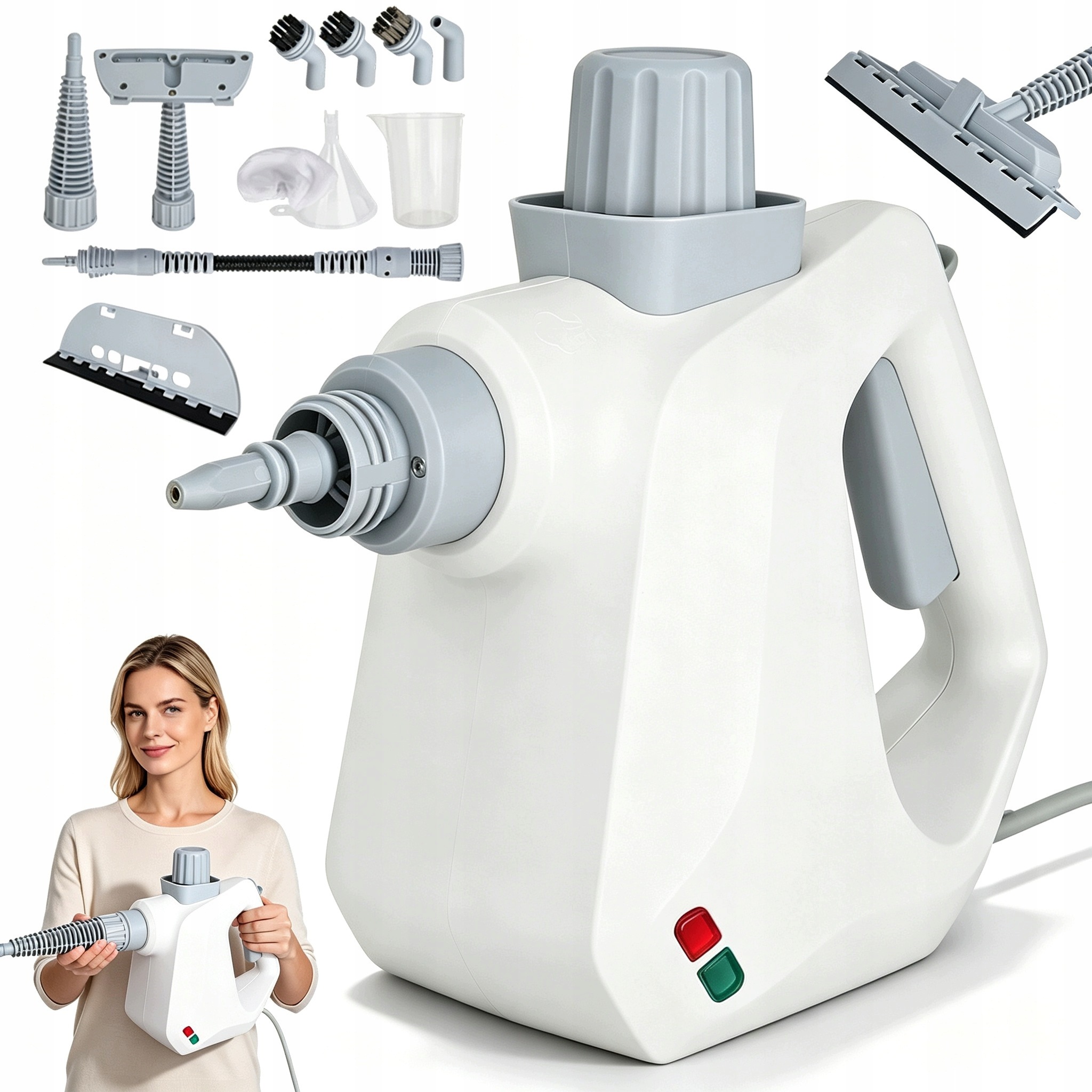 Myjka Parowa Ręczna 1050W 350ML Przenośna Wielofunkcyjna Do Auta Łazienki