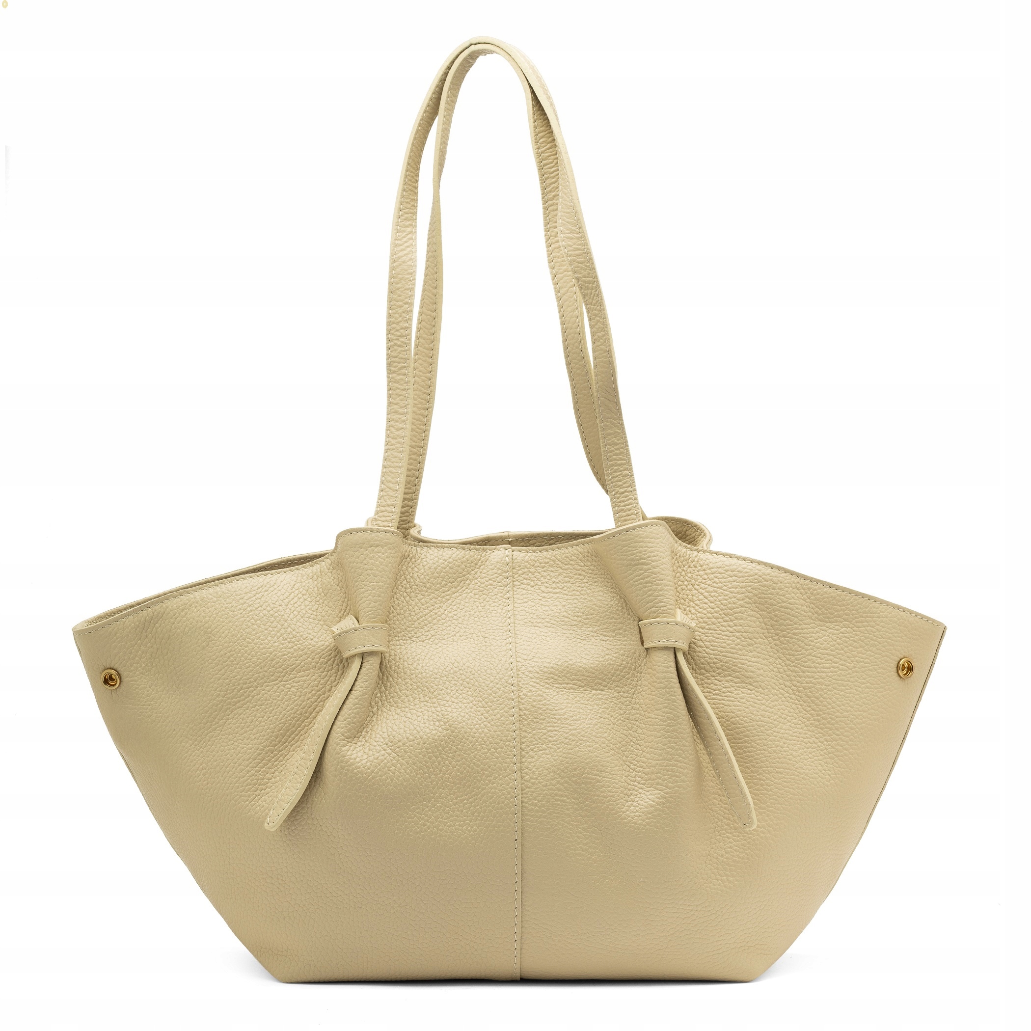 Italská dámská kabelka Vera Pelle kožená Shopper Loďka přes rameno Béžová