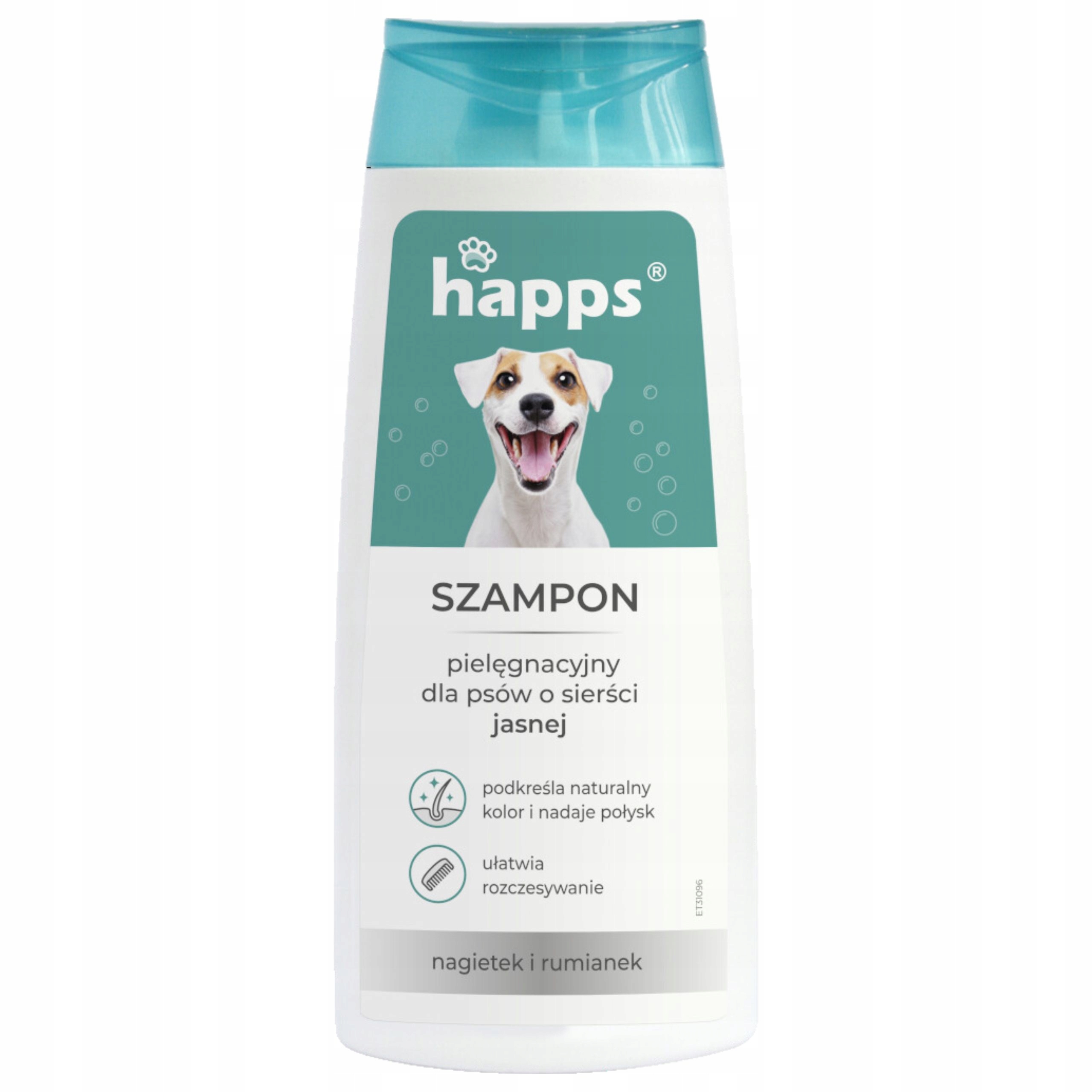 HAPPS PIELĘGNACYJNY SZAMPON DLA PSÓW JASNA SIERŚĆ DO KĄPANIA PSA 200 ML