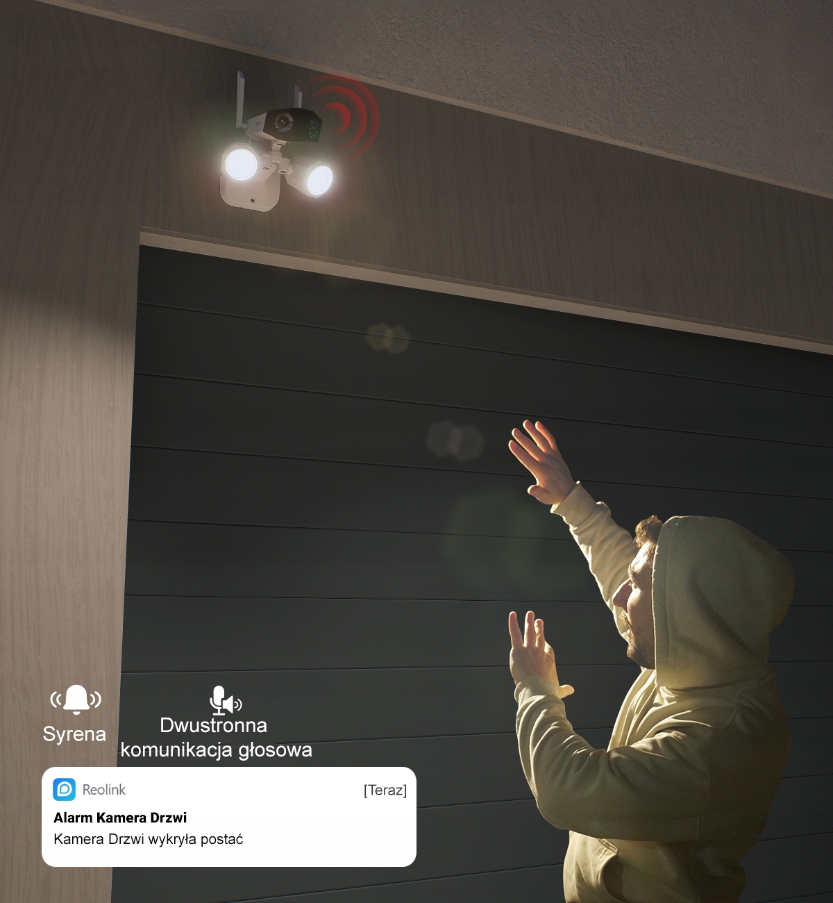 KAMERA WIFI IP Reolink Duo2 8Mpx 4K kąt 180 stopni 2x lampy LED 1800 lumen Waga produktu 800 g