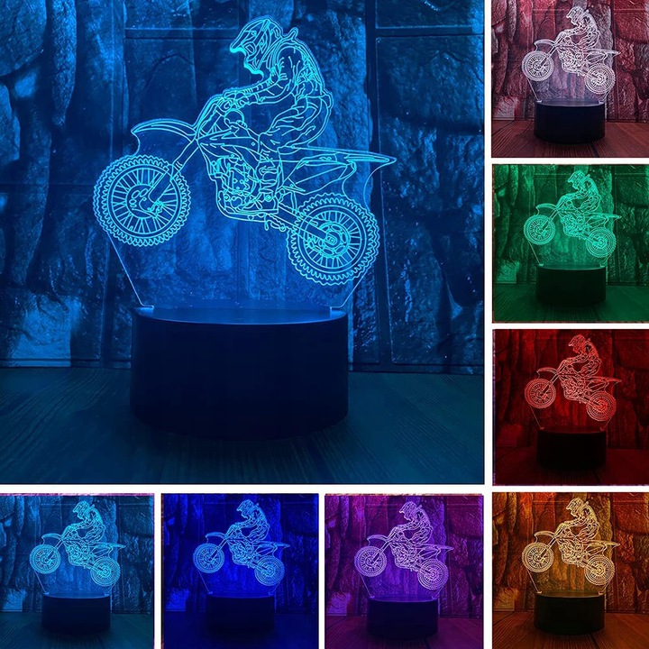 Lampka Nocna Motocross Motor LED RGB PLEXIDO Marka Plexido