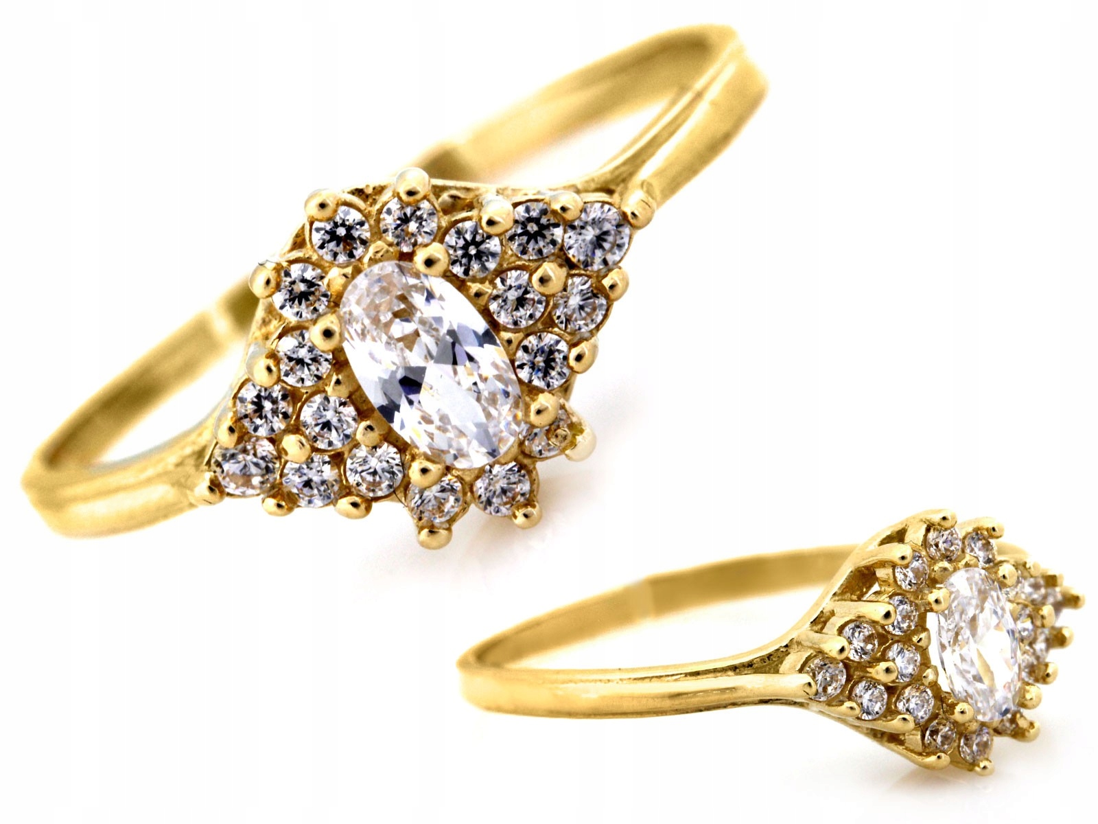 Zlatý prstýnek 585 14k markýza s bílými zirkony, dámská velikost 13