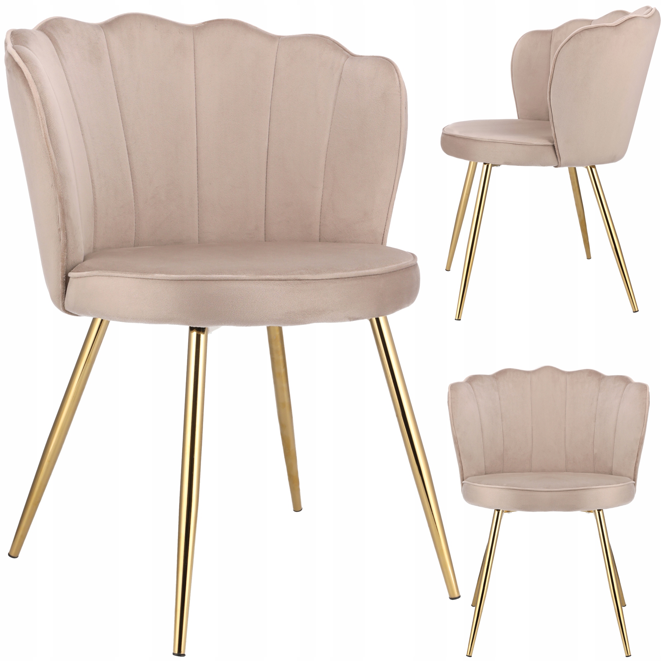 KRZESŁO welur TAPICEROWANE do salonu jadalni PIKOWANE FIORE beżowe JUMIhome