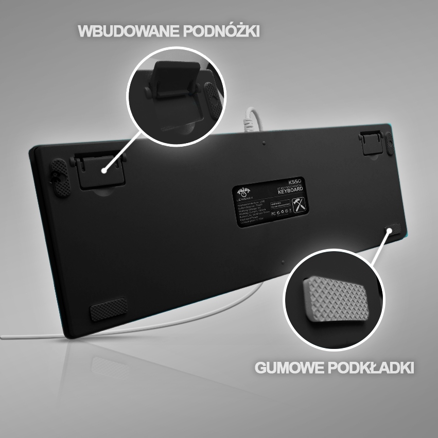 KLAWIATURA GAMINGOWA MECHANICZNA TKL PODŚWIETLANA RGB LED DLA GRACZY Kod producenta K550 B