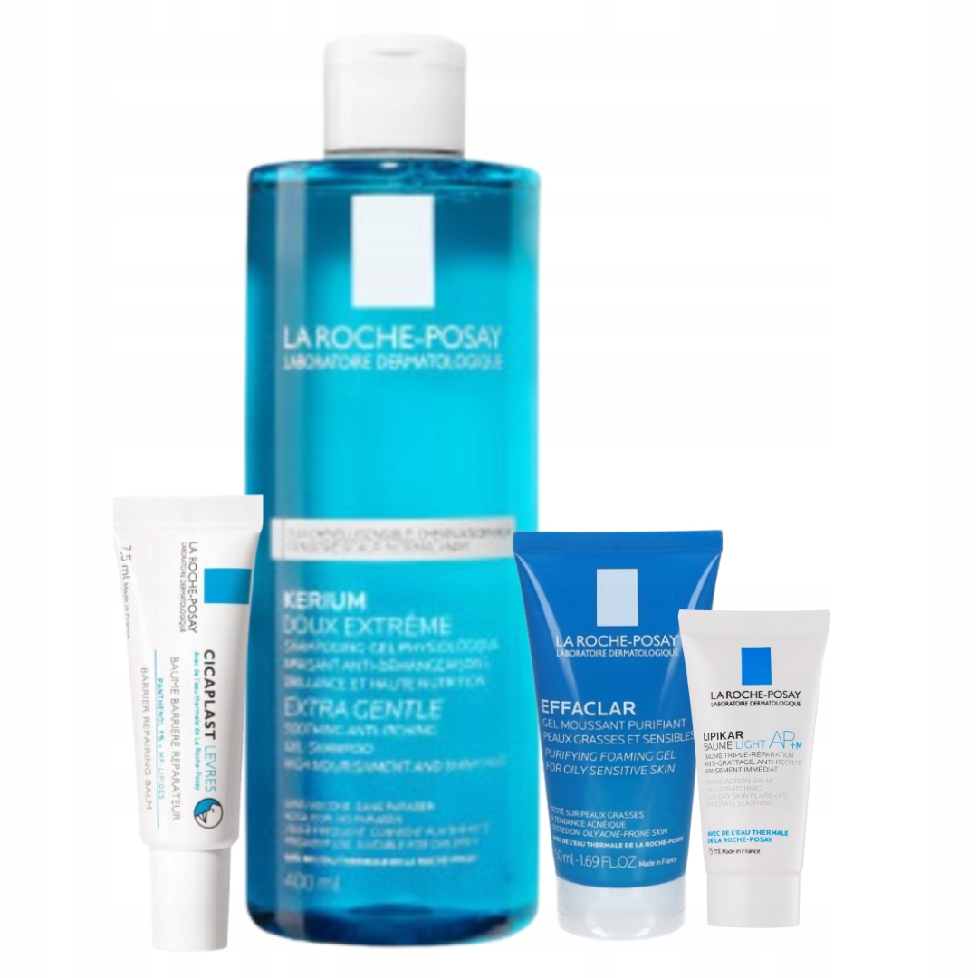 Zestaw La Roche-Posay Kerium Delikatny Szampon Cicaplast Balsam do ust
