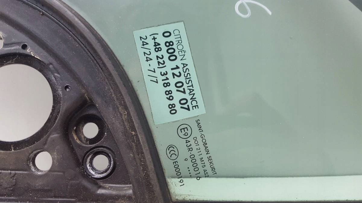 SZYBA DRZWI LEWA CITROEN BERLINGO II 2009 EU Kolor bezbarwny