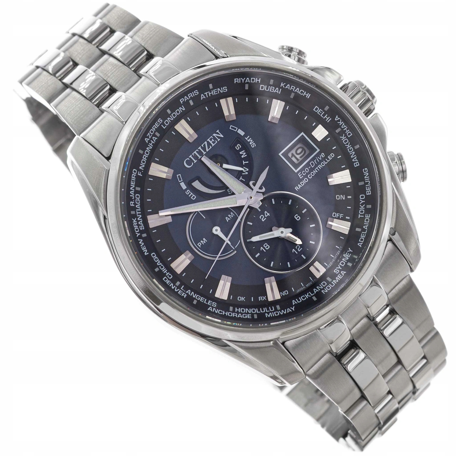 Pánské Hodinky Citizen AT9030-55L Radio Controlled Dual Time Stříbrné 20BAR