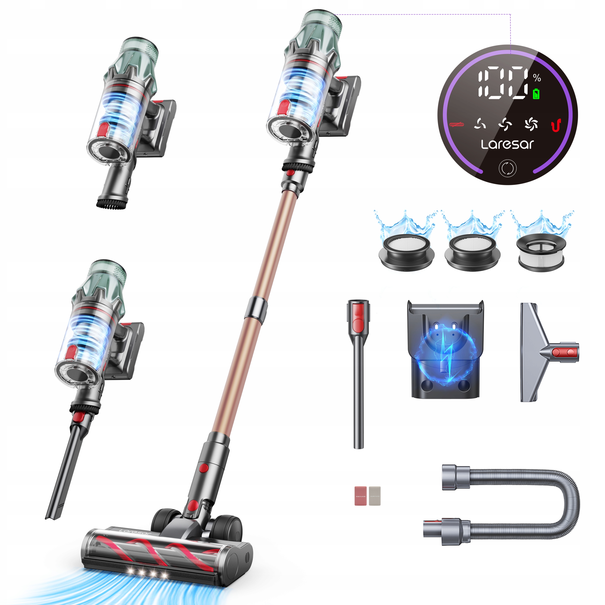 Odkurzacz Laresar V7 Pro 600W 65KPA Led Hepa Bezprzewodowy Pionowy Stojący