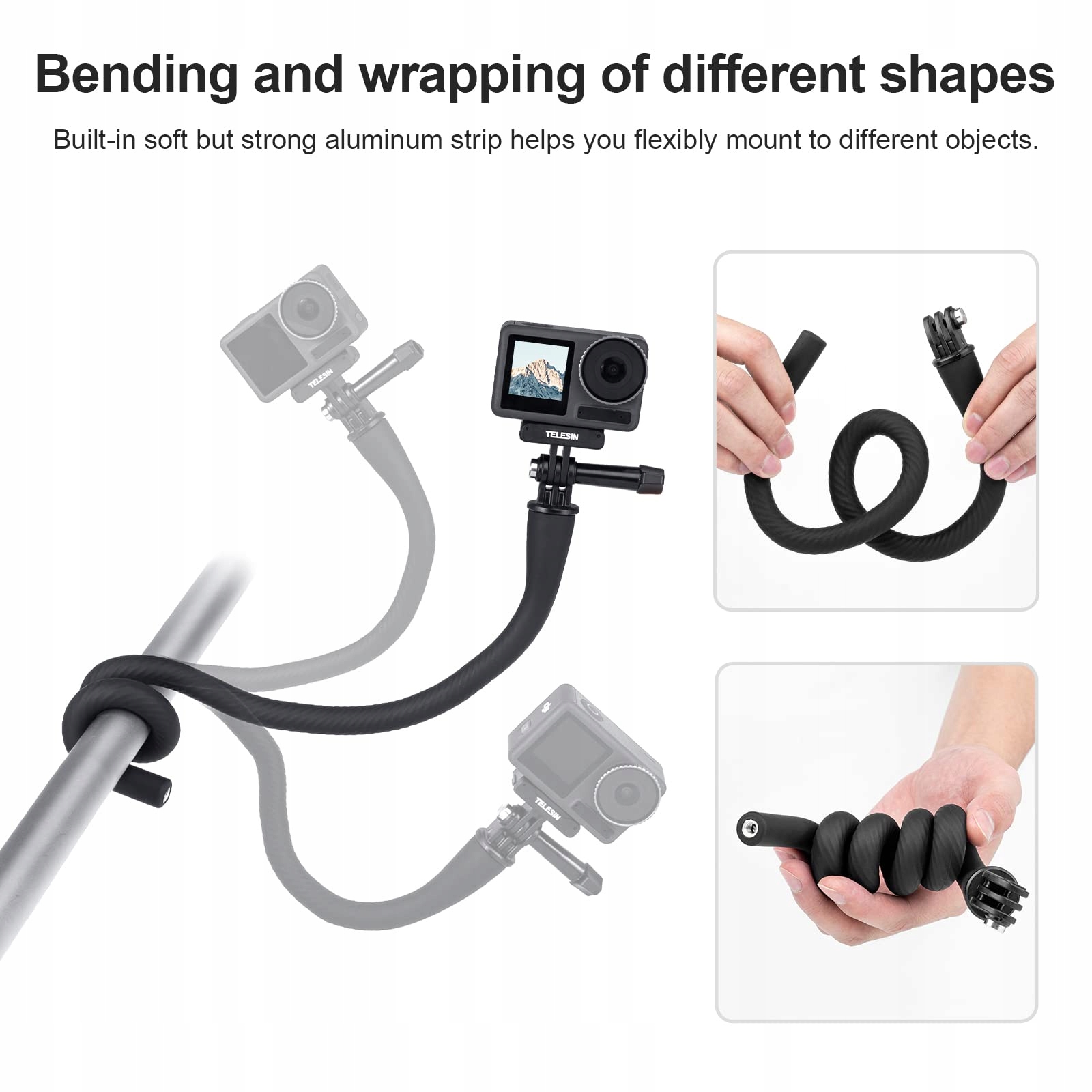TELESIN Uchwyt Do Selfie-Sticka Dla GoPro DJI Insta360 Kamery Akcji — miniatura 2