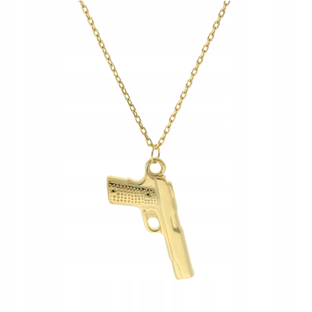 Velký náhrdelník s pistolí stříbro, pozlacený