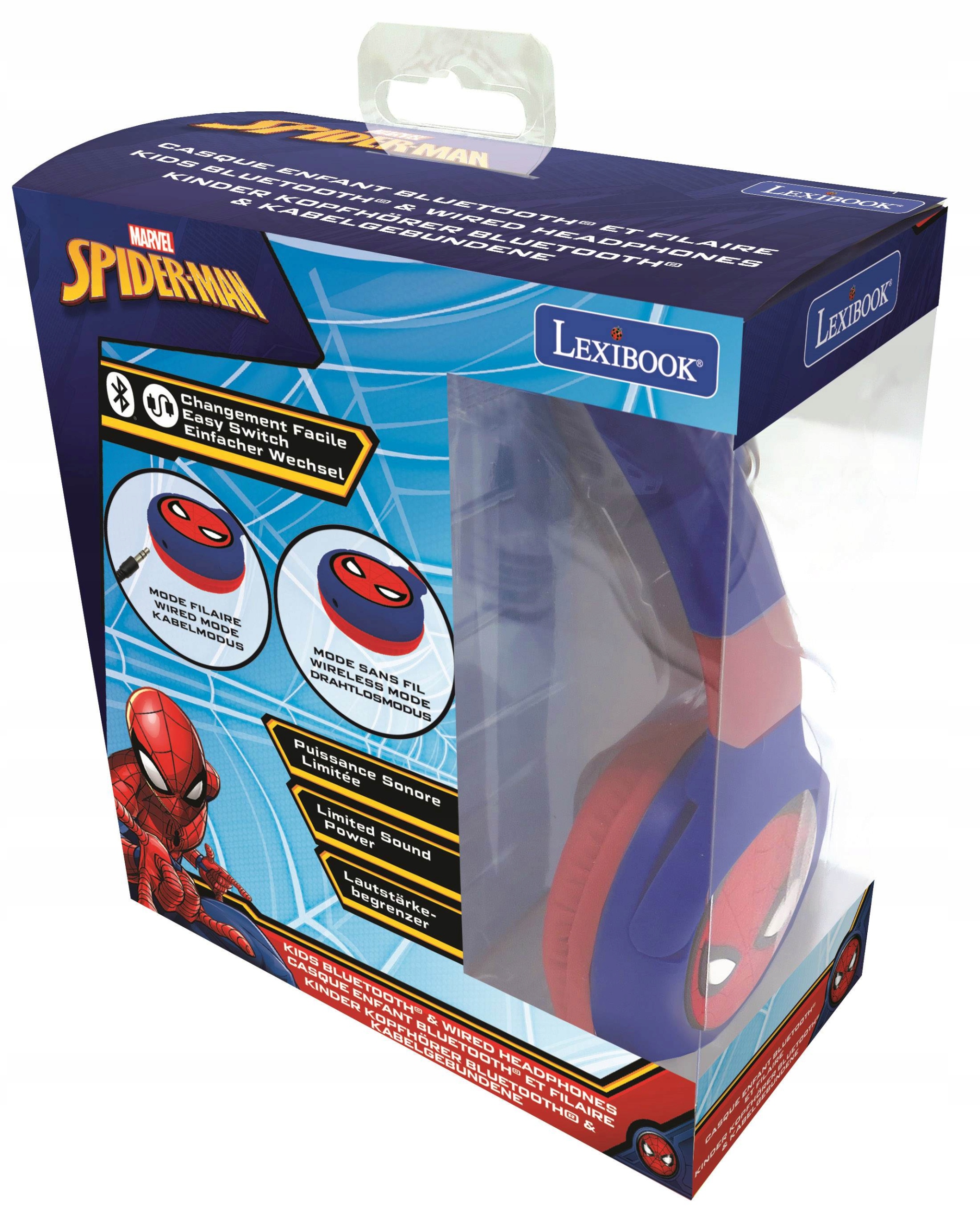 Skládací sluchátka Spider Man 2 v 1 Bluetooth a kabelová s ochranou