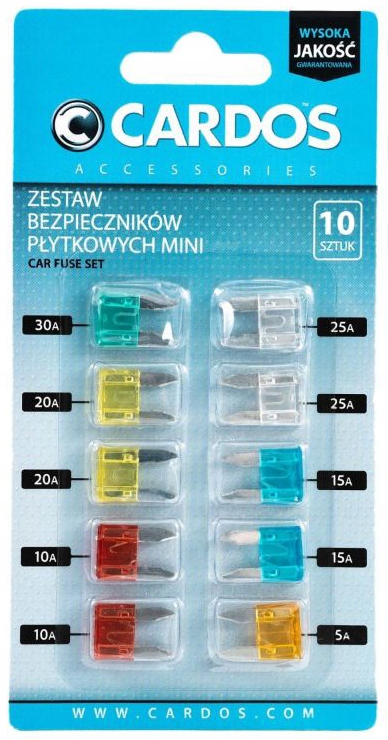 

Bezpieczniki Płytkowe Nożowe Mini 10 Szt. 5A-30A