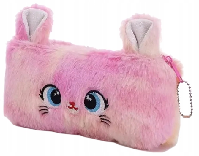 PIÓRNIK SASZETKA KOSMETYCZKA PLUSZOWY KOT KOTEK TĘCZOWY RÓŻOWY