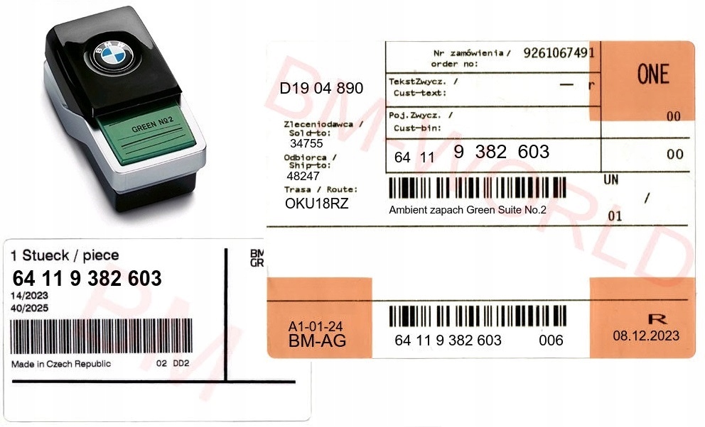 Nová originální Oe Bmw náplň vůně Ambient Green Suite č.2 Bmw s Aso
