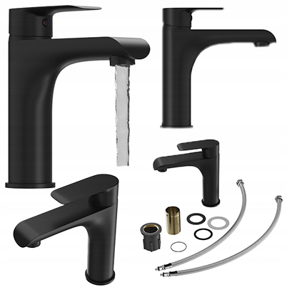 Umyvadlová baterie černá páková vysoká koupelnová baterie Vito