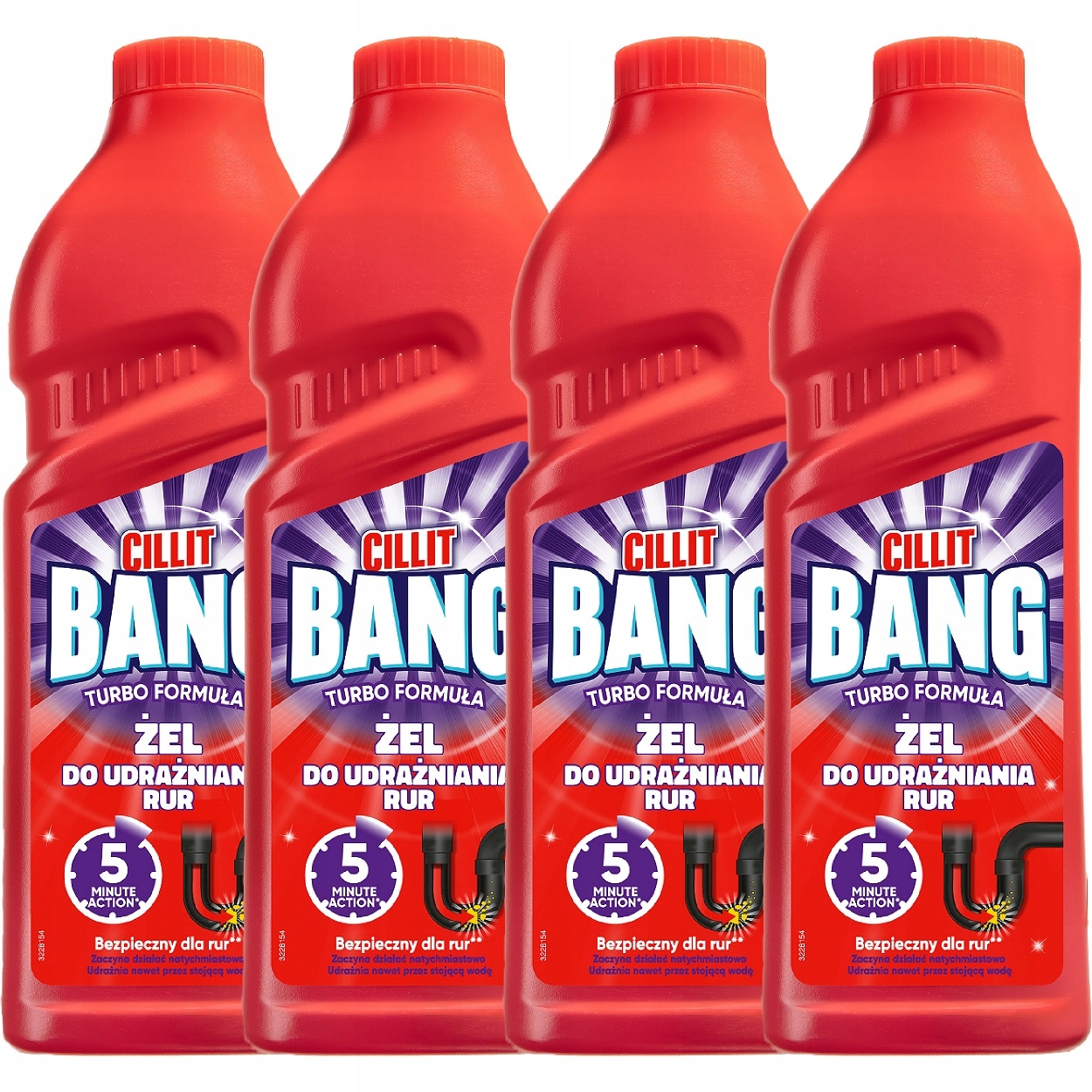 Levně Cillit Bang Turbo Formula Gel k zprůchodnění potrubí Bezpečný 4x 1L