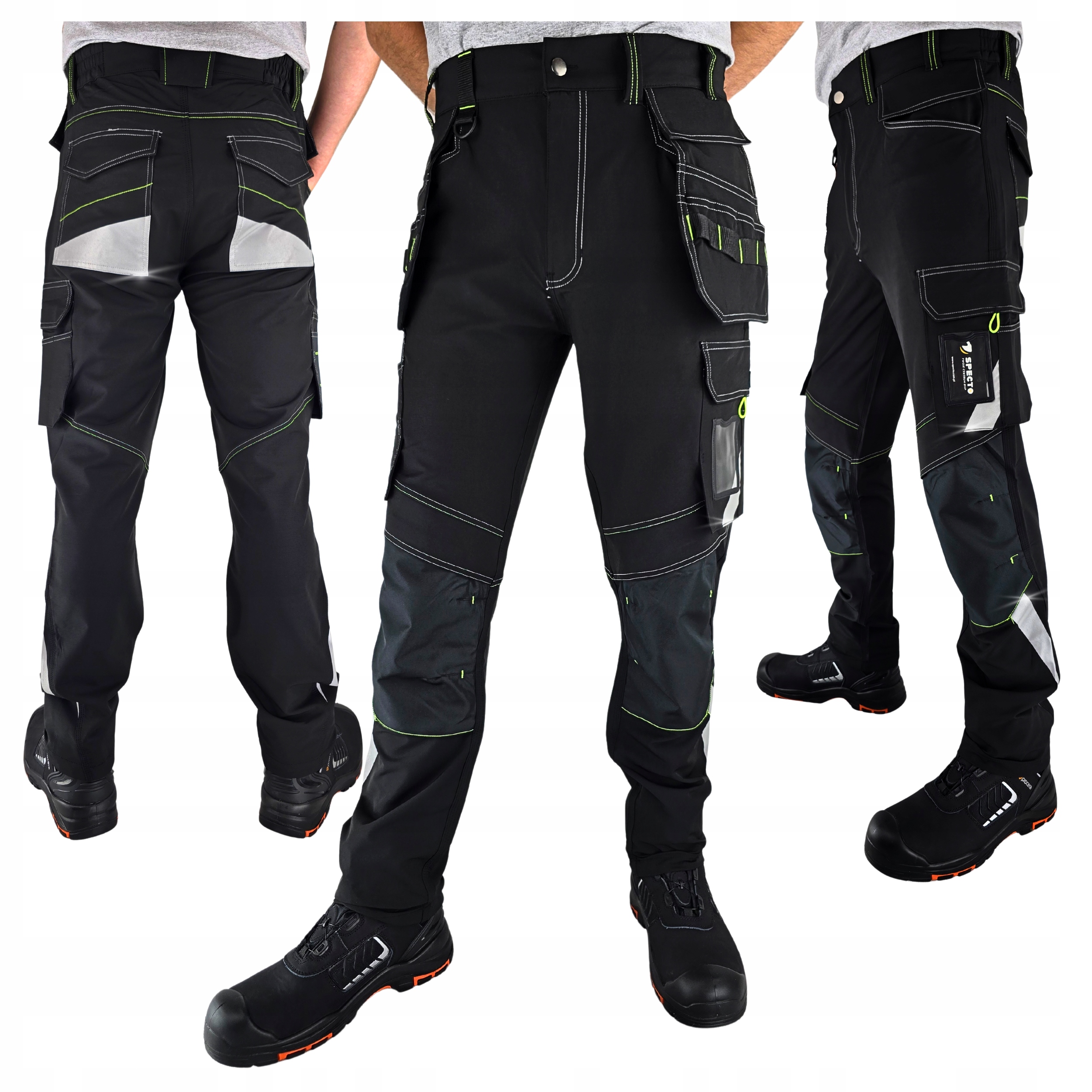 Pánské pracovní kalhoty Softshell Elastické Prodyšné černé Stretch 58