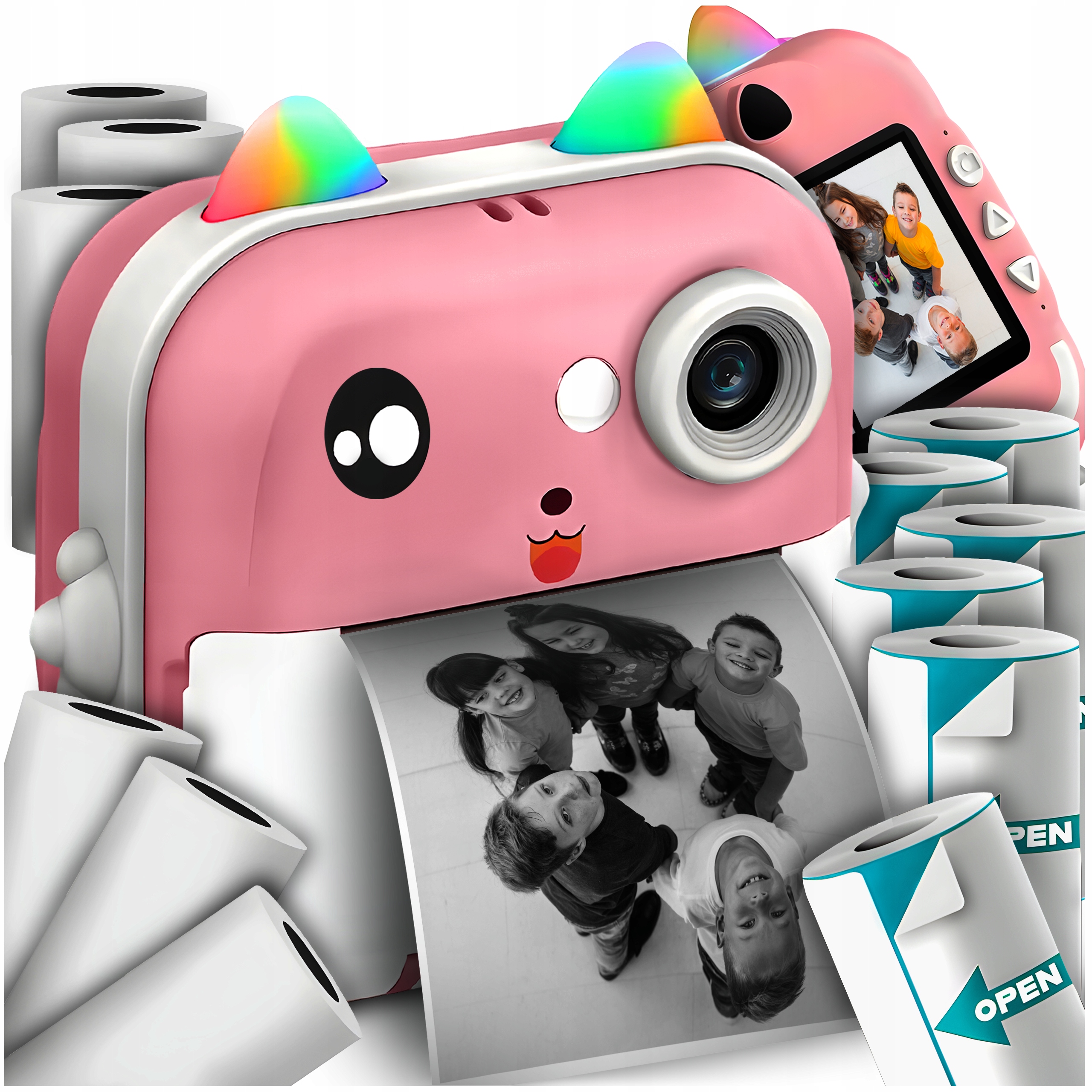 Drukuś Aparat Fotograficzny Natychmiastowy Drukarka Termiczna 13szt Rolek