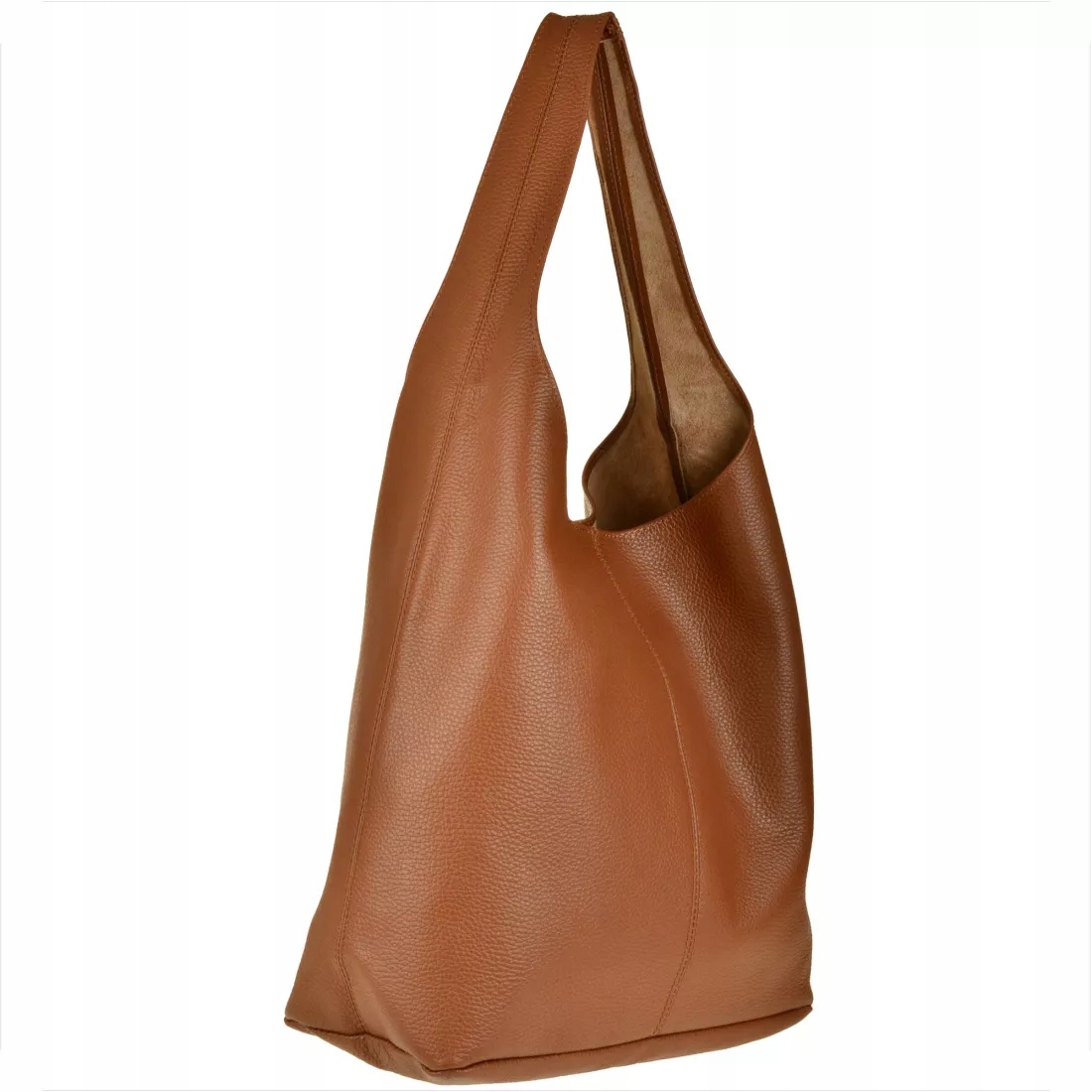 Taška kožená hnědá camel shopper