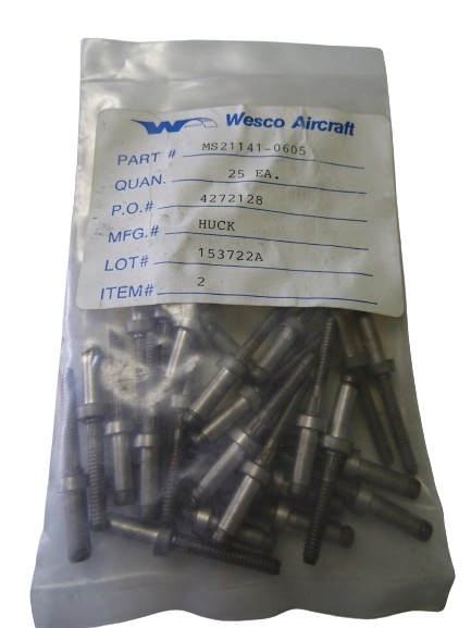 ЗАКЛЕПКИ ЗАКЛЕПКИ ВИНТ WESCO AIRCRAFT MS21141 0605