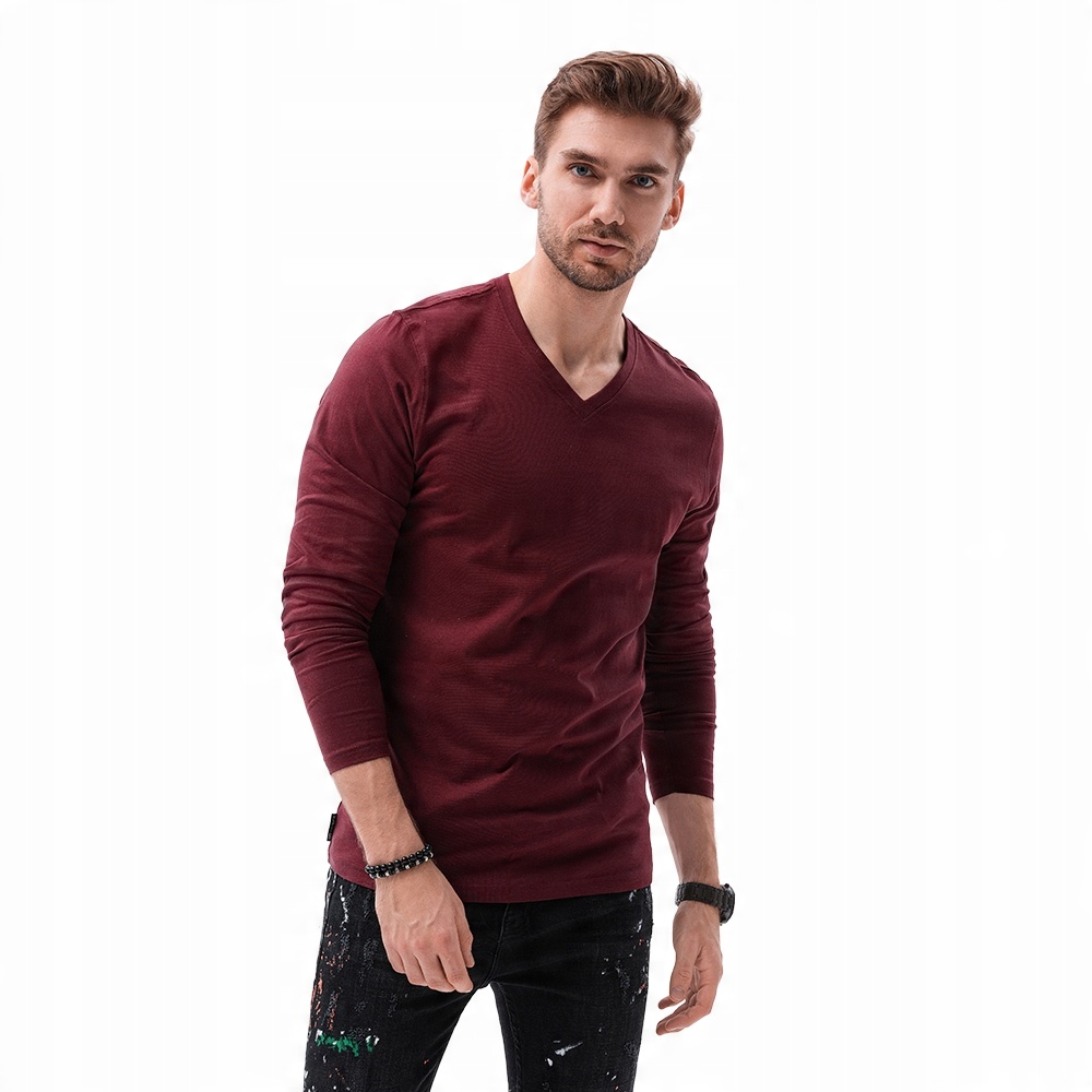 

Longsleeve męski V-neck basic L136 bordowy XL