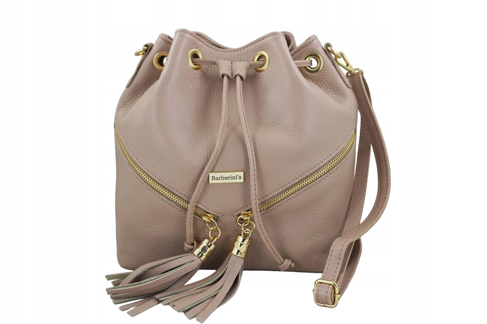 Dámská kožená kabelka s třásněmi růžová pudrová