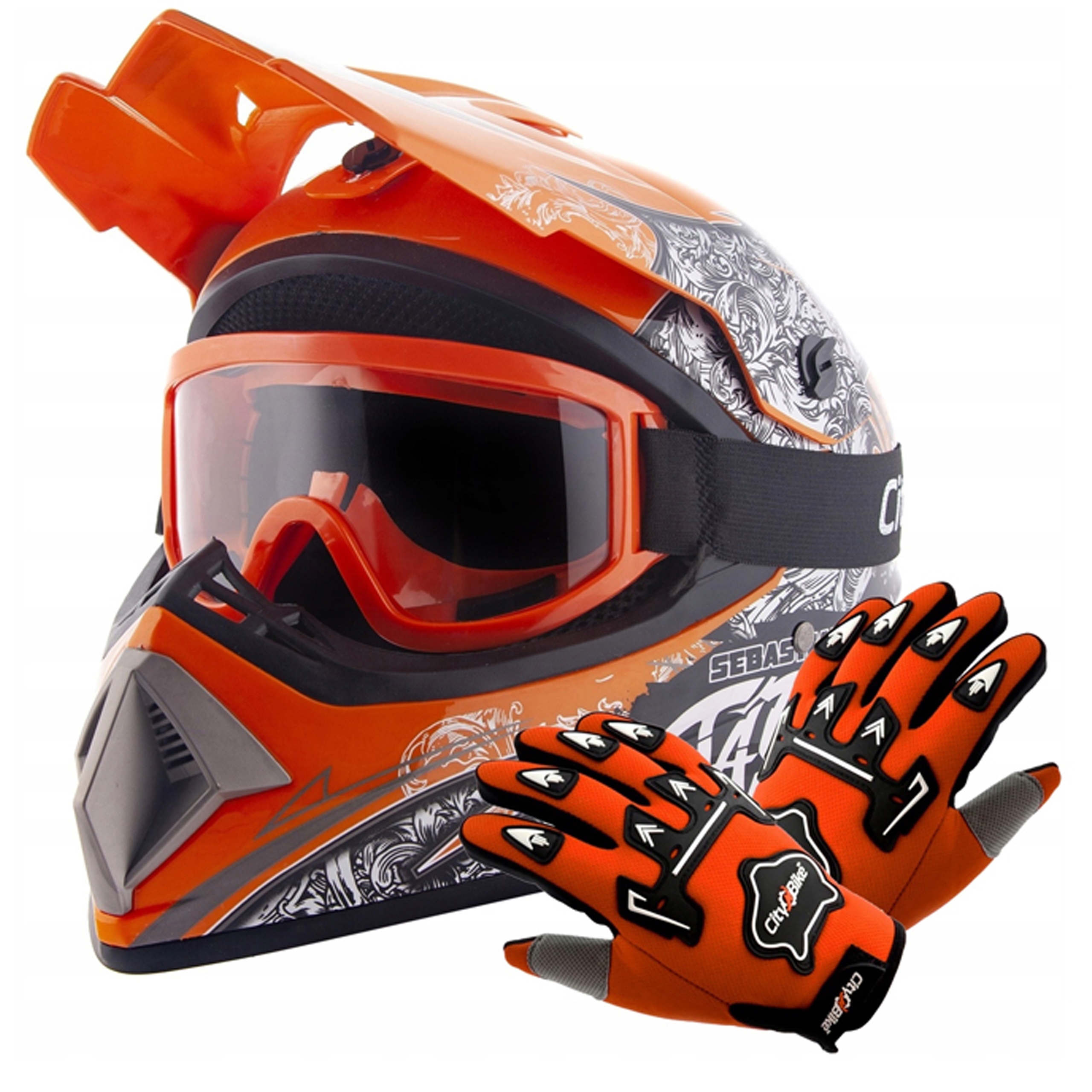 Kask motocyklowy crossowy gogle rękawice rozmiar S Cross Quad Enduro Bmx