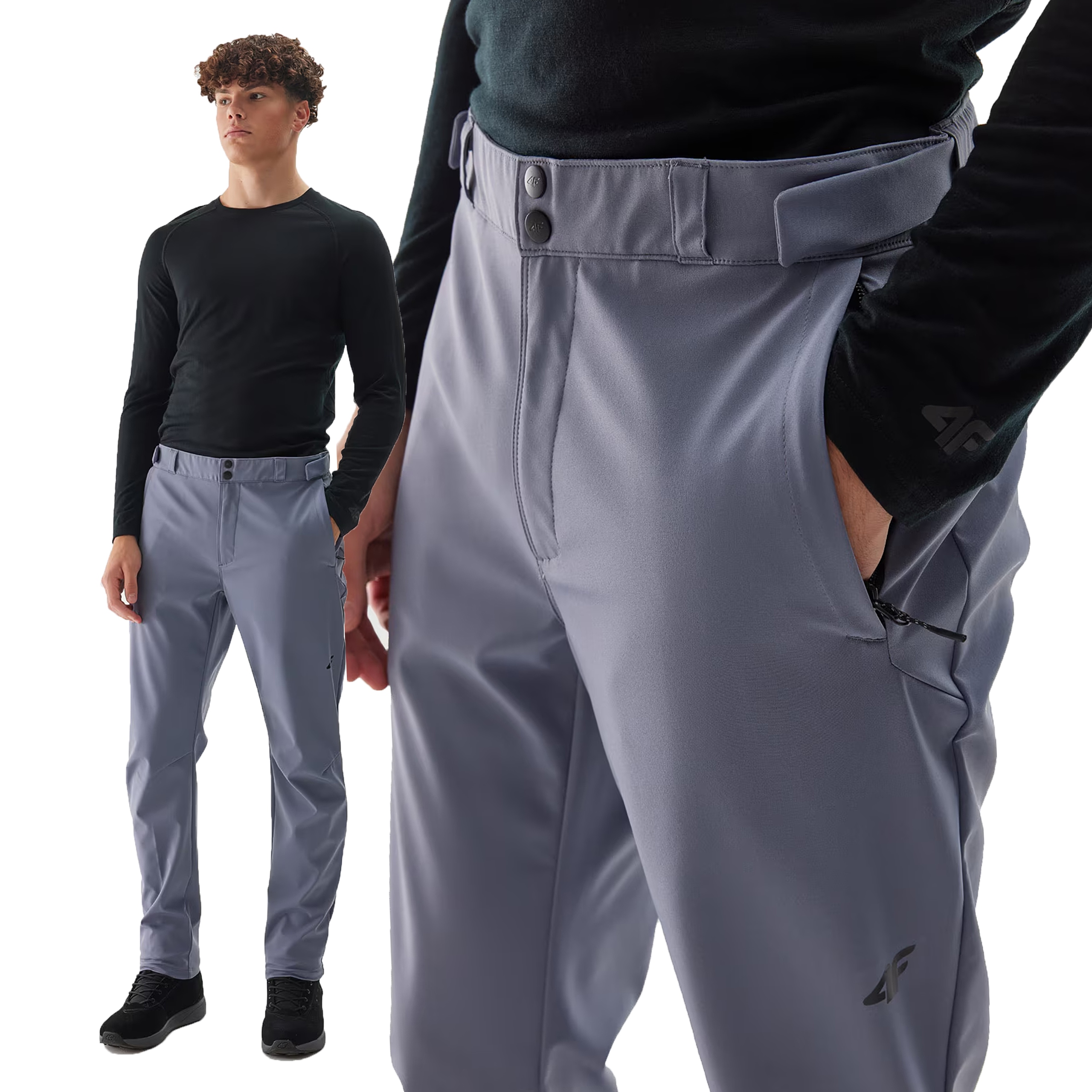 Spodnie Męskie Trekkingowe L 4F Sportowe Softshellowe TFTRM0783 AW24