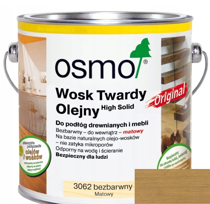 Tvrdý vosk olejový vosk Osmo 3062 bezbarvý mat 0,75L pro dřevěné schodiště