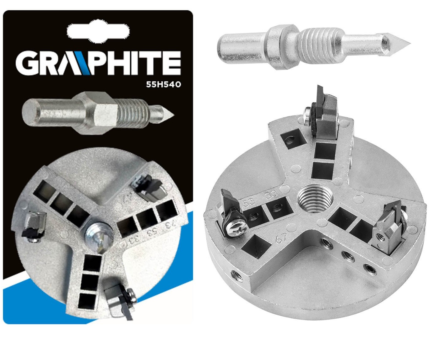Vyřezávač otvorů pro glazuru 4v1 33 mm 53 mm 67 m a 73 mm Graphite