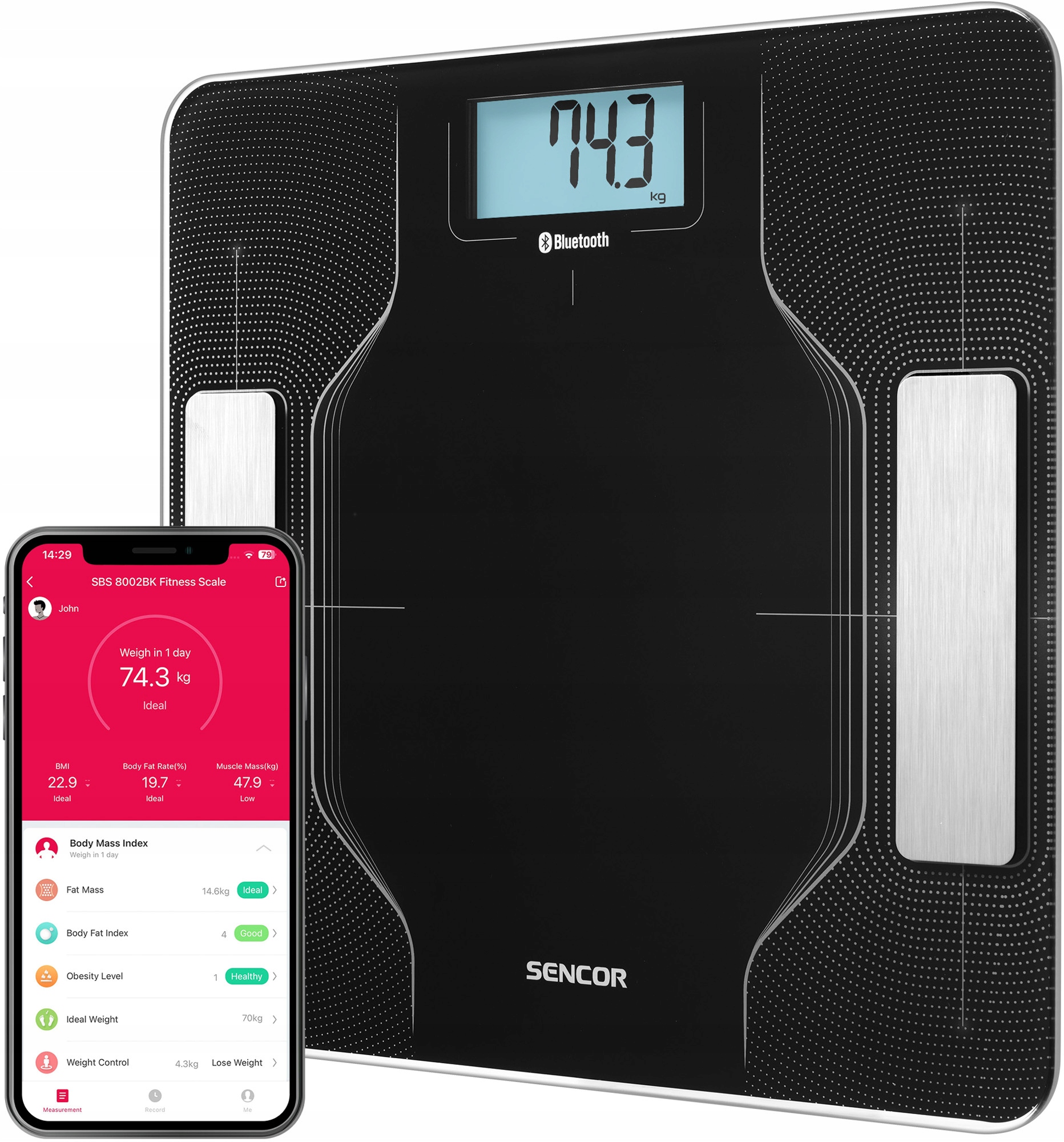 Chytrá osobní fitness váha Sencor Sbs 8002BK