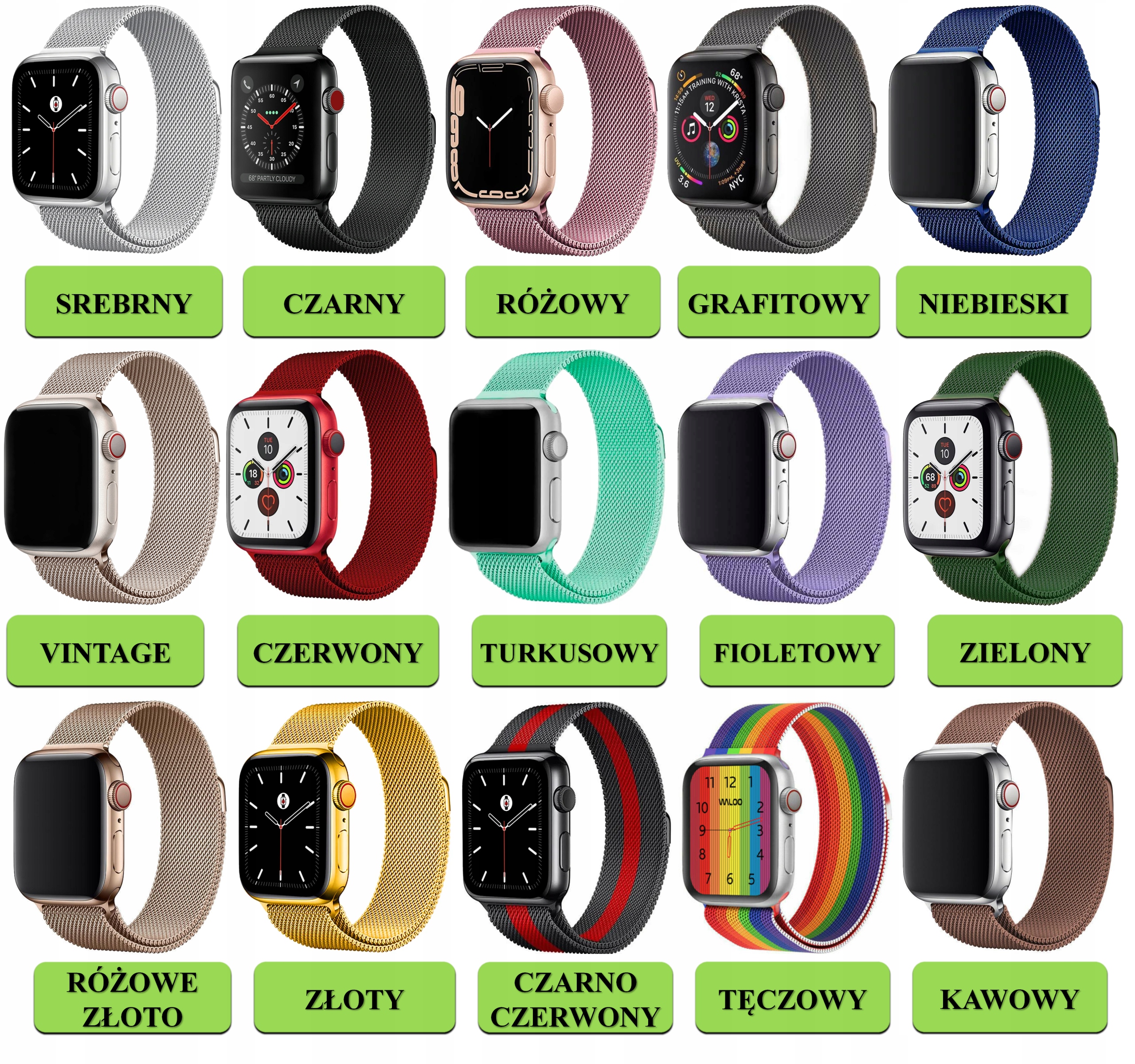 PASEK DO APPLE WATCH 4 5 6 7 8 9 10 11 SE 42MM 44MM 45MM 46MM 49MM 15 KLR. EAN (GTIN) 5903181467585