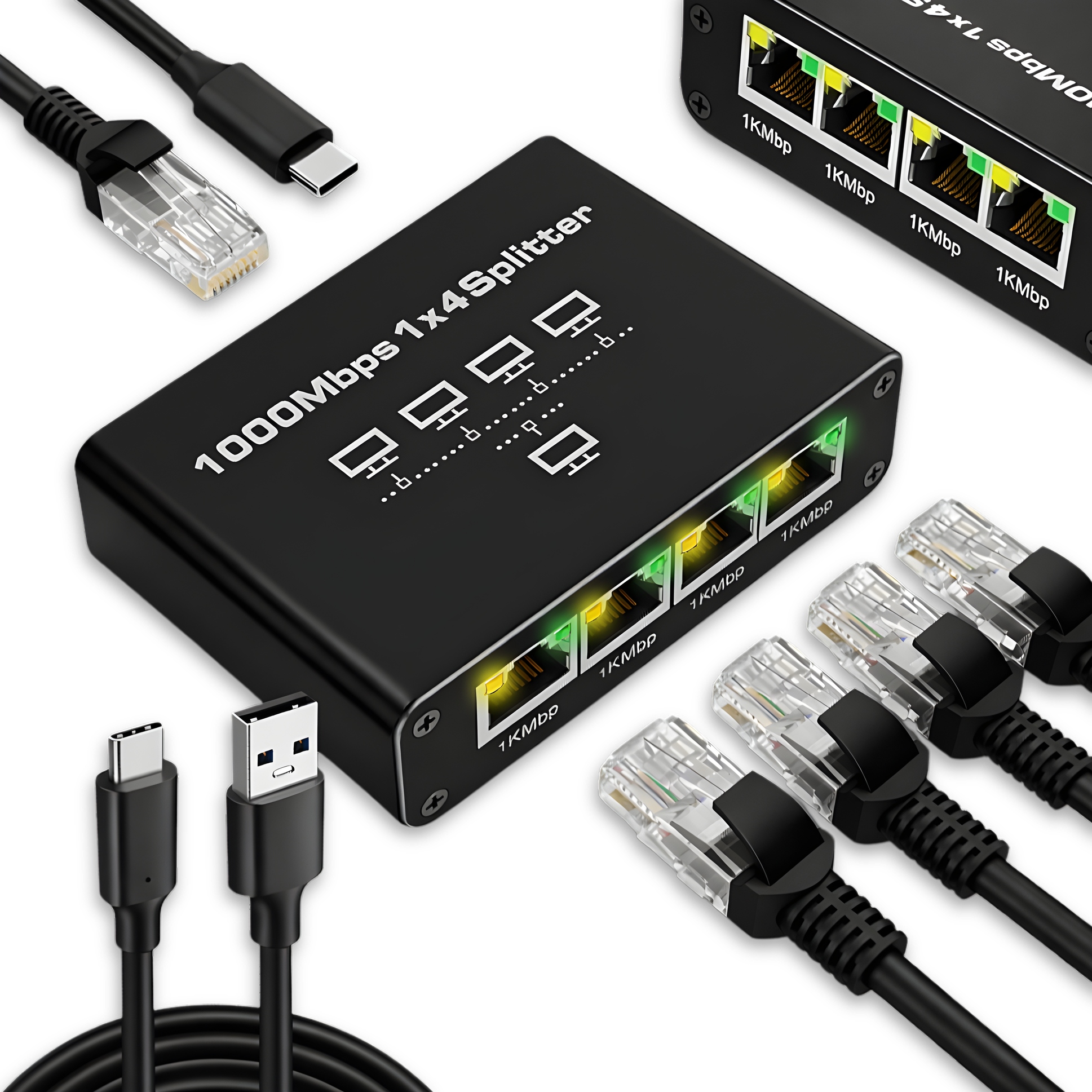 Switch 4-port RJ45 GIGABIT Ethernet LAN 10/100/1000 rozdzielacz przełącznik