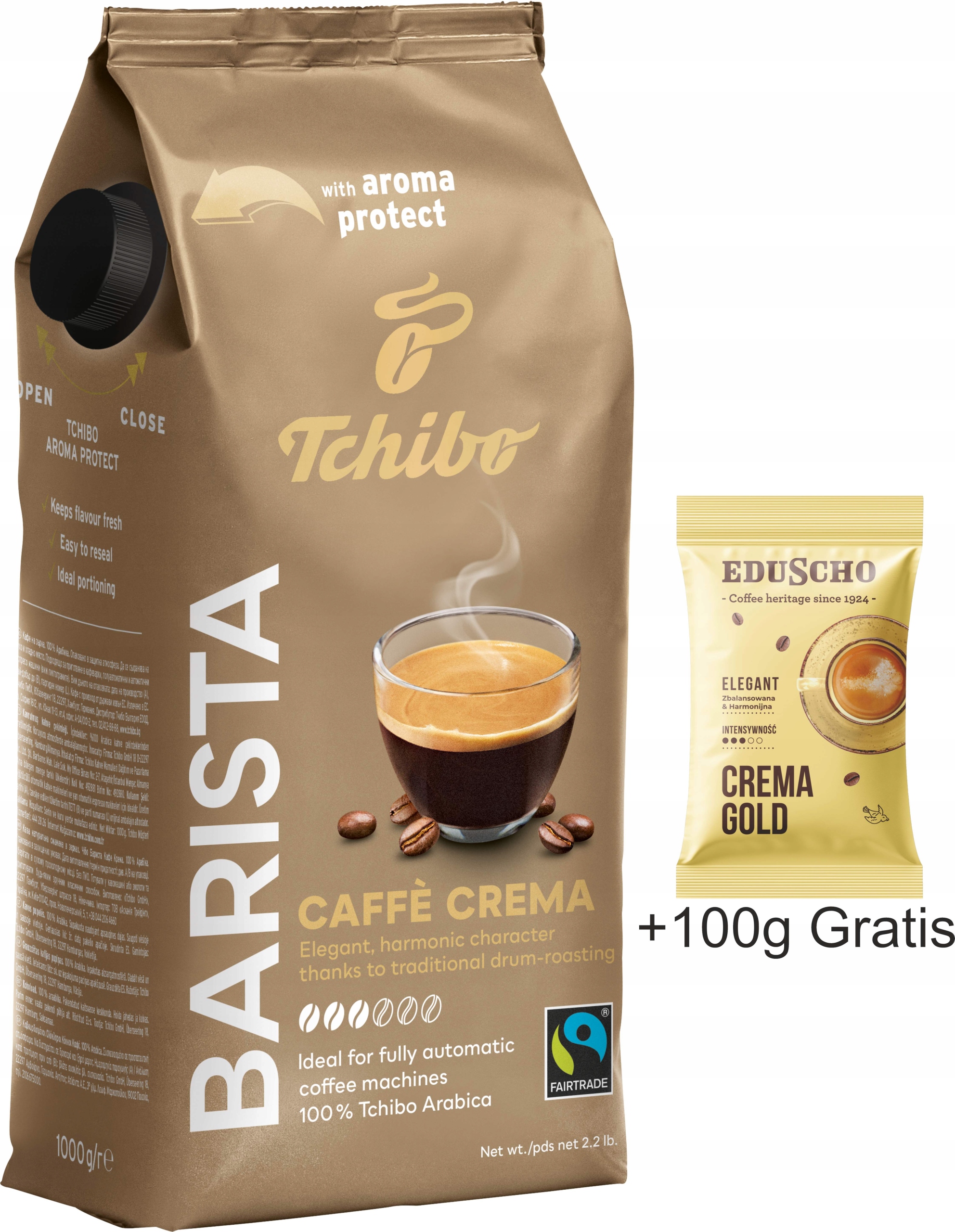 Levně Káva zrnková Tchibo Barista Caffe Crema 1Kg +100g Bonus!