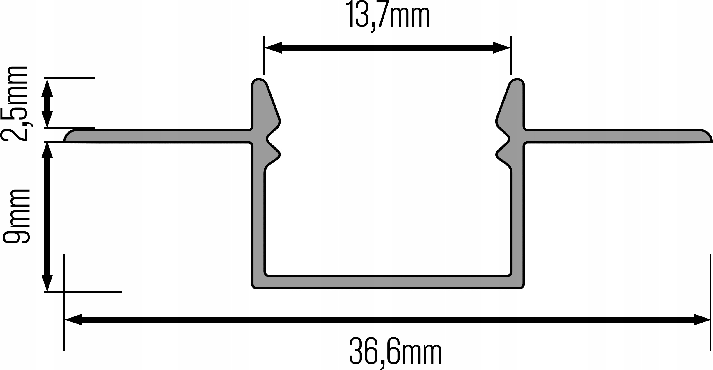Profil LED aluminiowy do płyt GK gipsowych wpuszczany 2m regips Waga produktu z opakowaniem jednostkowym 0.4 kg